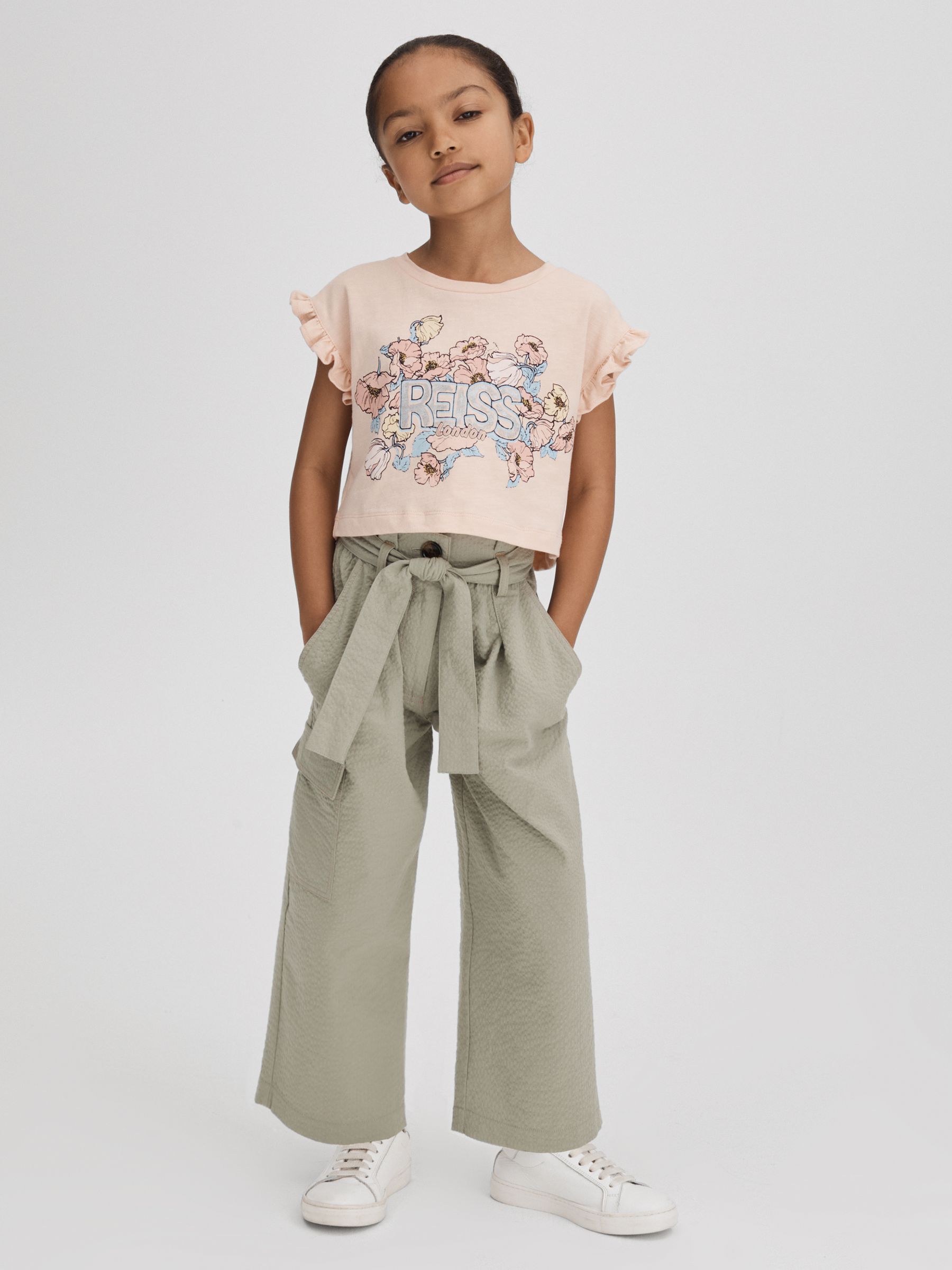 9-13 yrs Textured Cargo Trousers in Khaki - Image 1 of 6