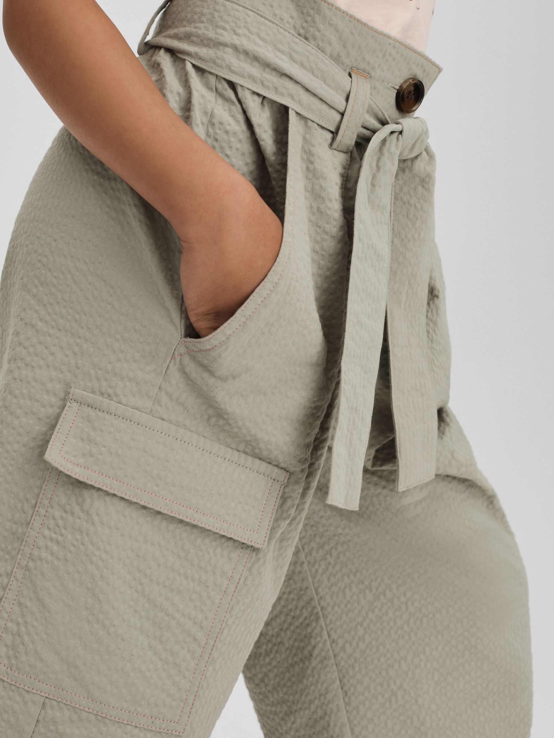 9-13 yrs Textured Cargo Trousers in Khaki - Image 4 of 6