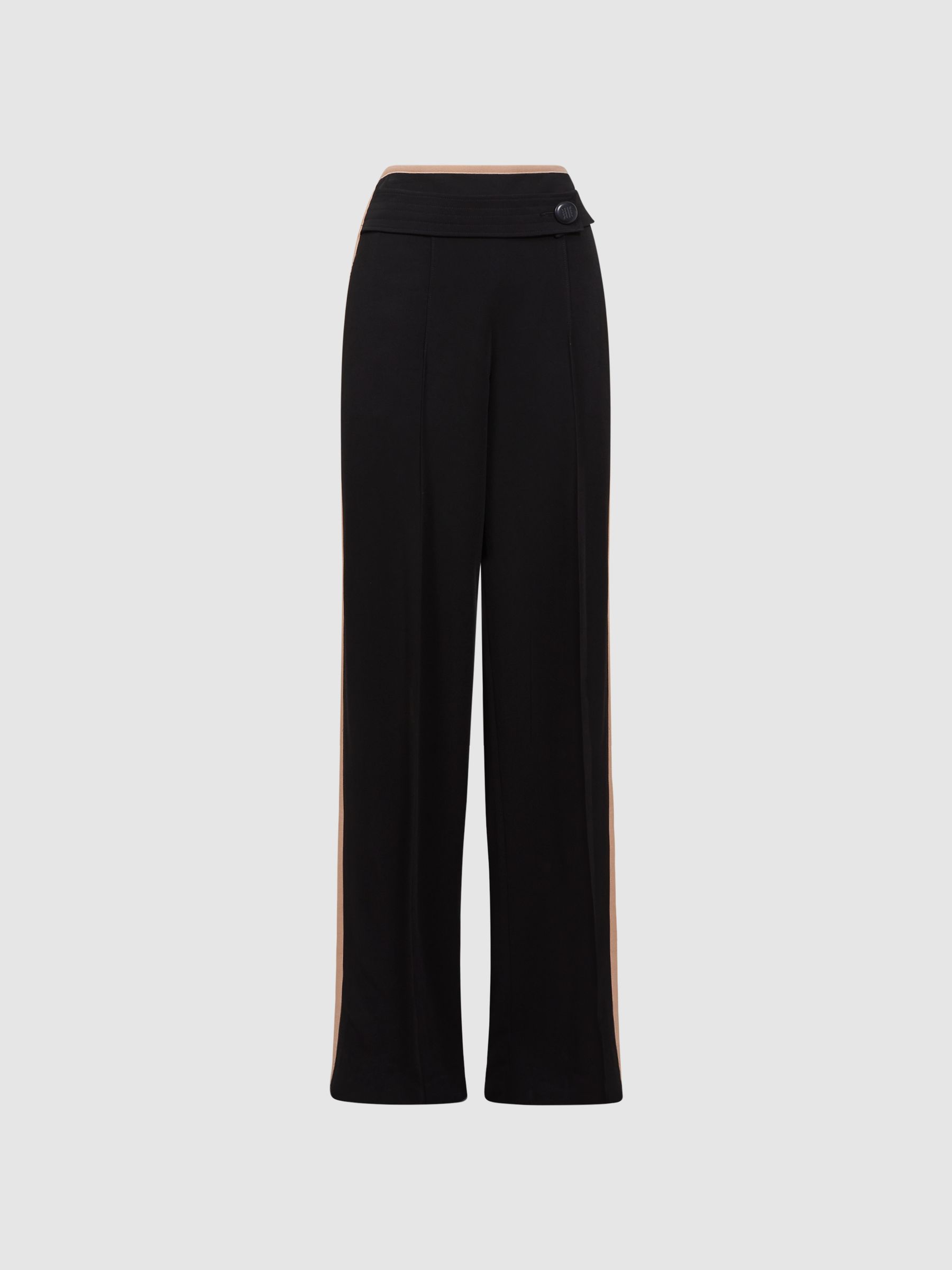 Petite High Rise Wide Leg Trousers in Black/Pink - Image 2 of 6