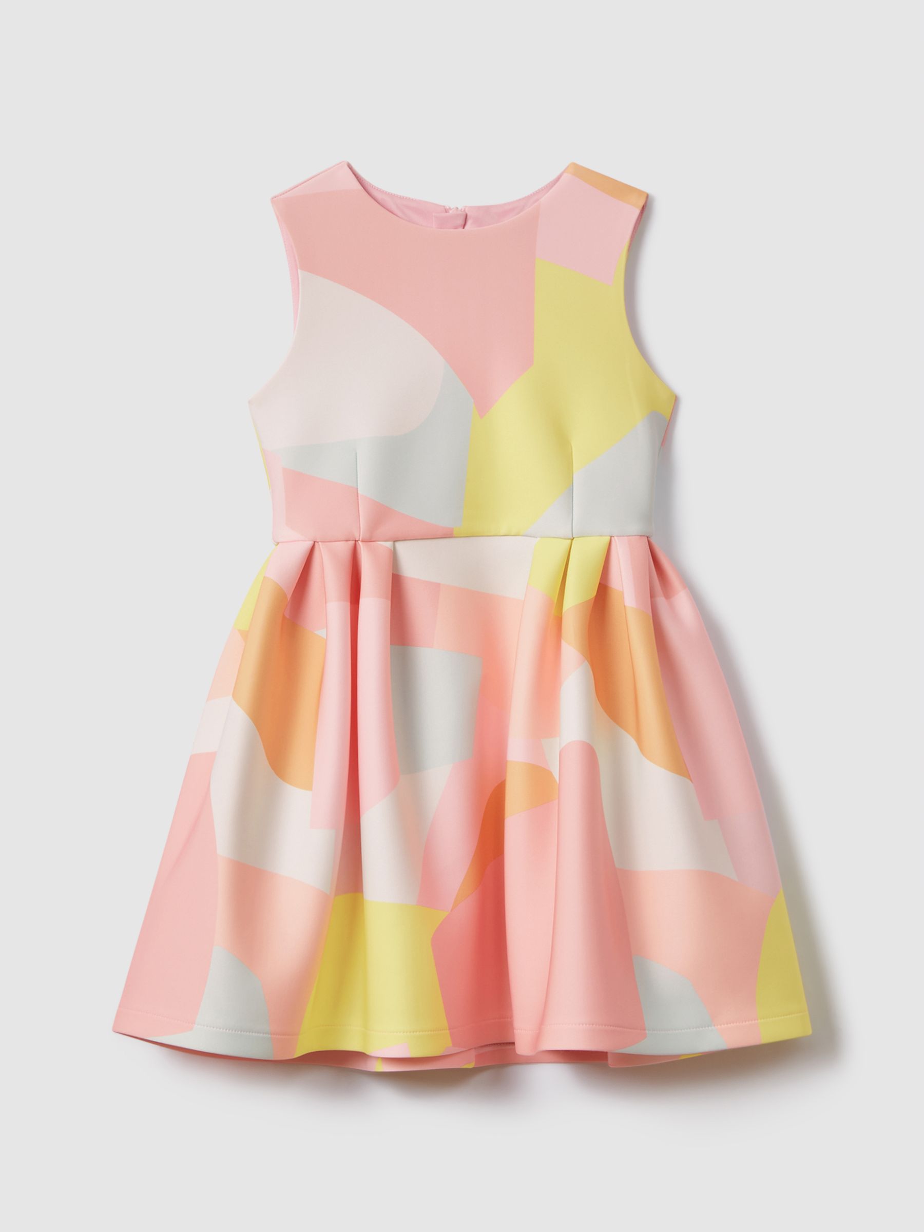 9-13 yrs Pleated Scuba Dress in Multi - Image 2 of 5