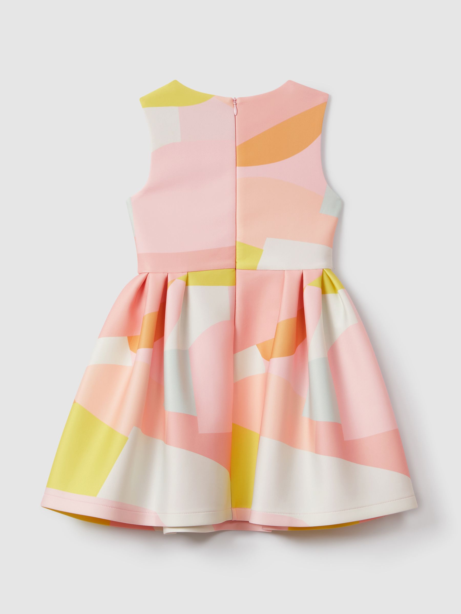 9-13 yrs Pleated Scuba Dress in Multi - Image 4 of 5