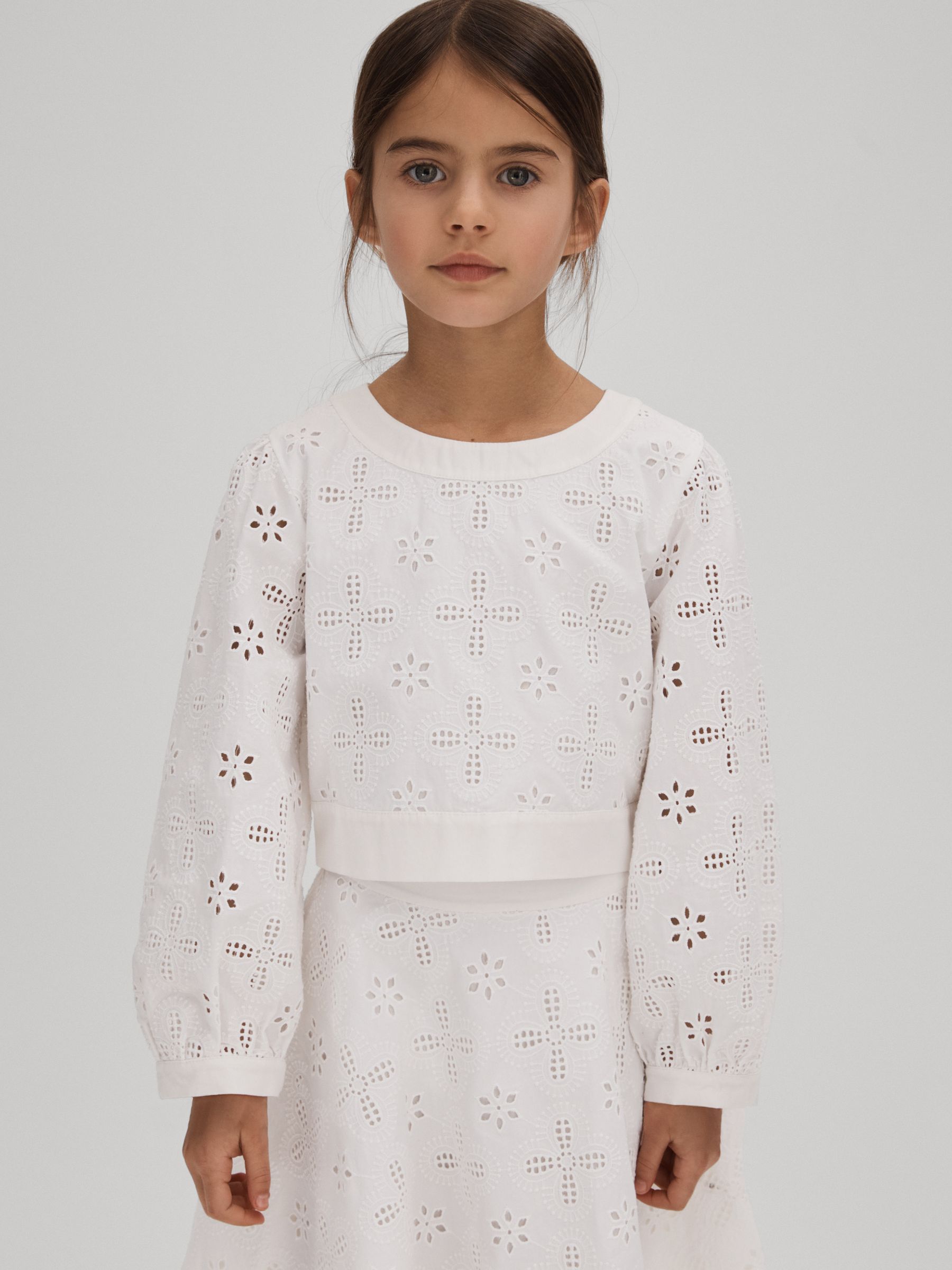 Teen Cotton Broderie Lace Skirt in Ivory - Image 2 of 6