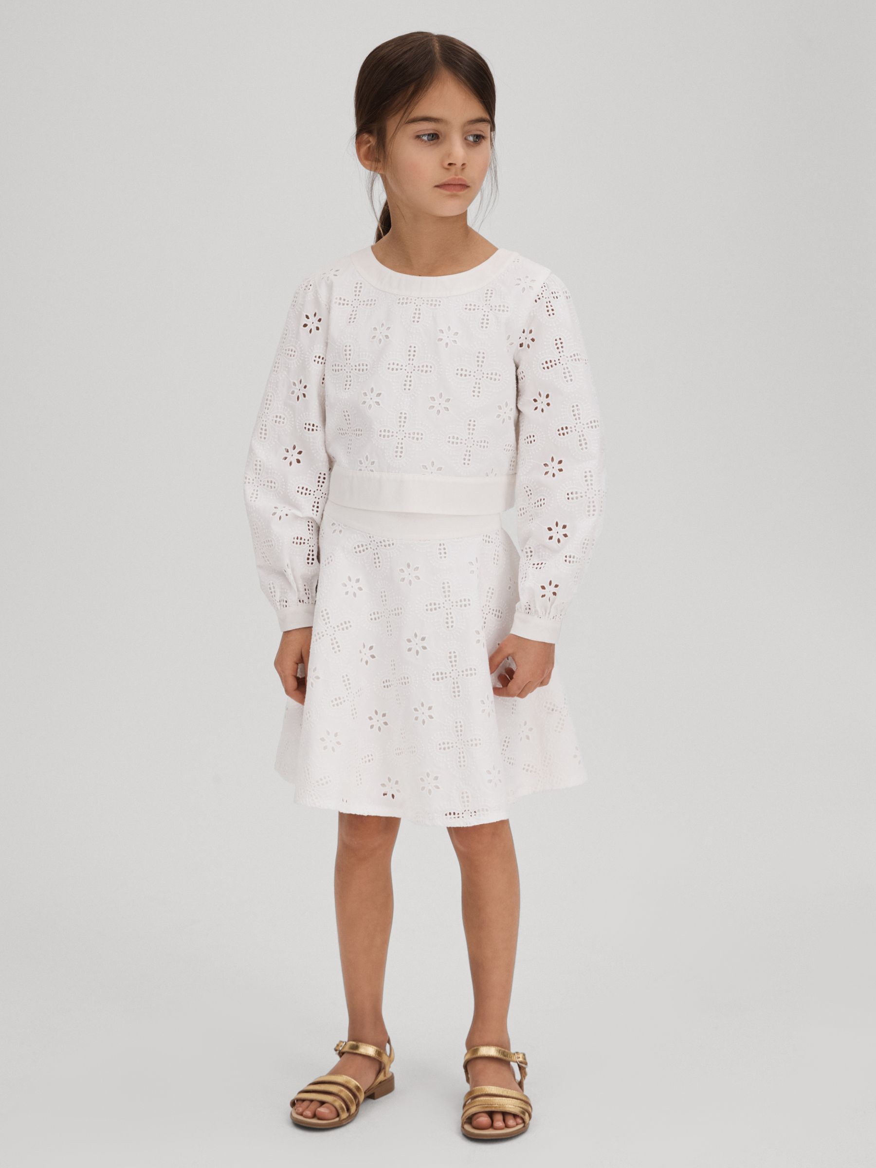 Teen Cotton Broderie Lace Skirt in Ivory - Image 3 of 6
