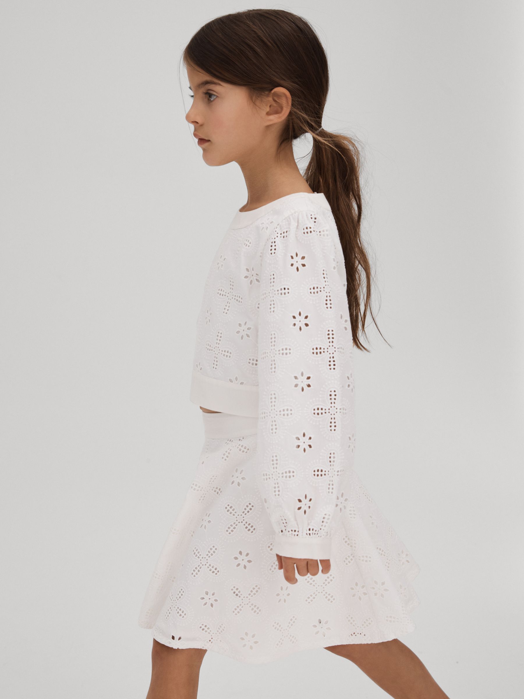 Teen Cotton Broderie Lace Skirt in Ivory - Image 4 of 6