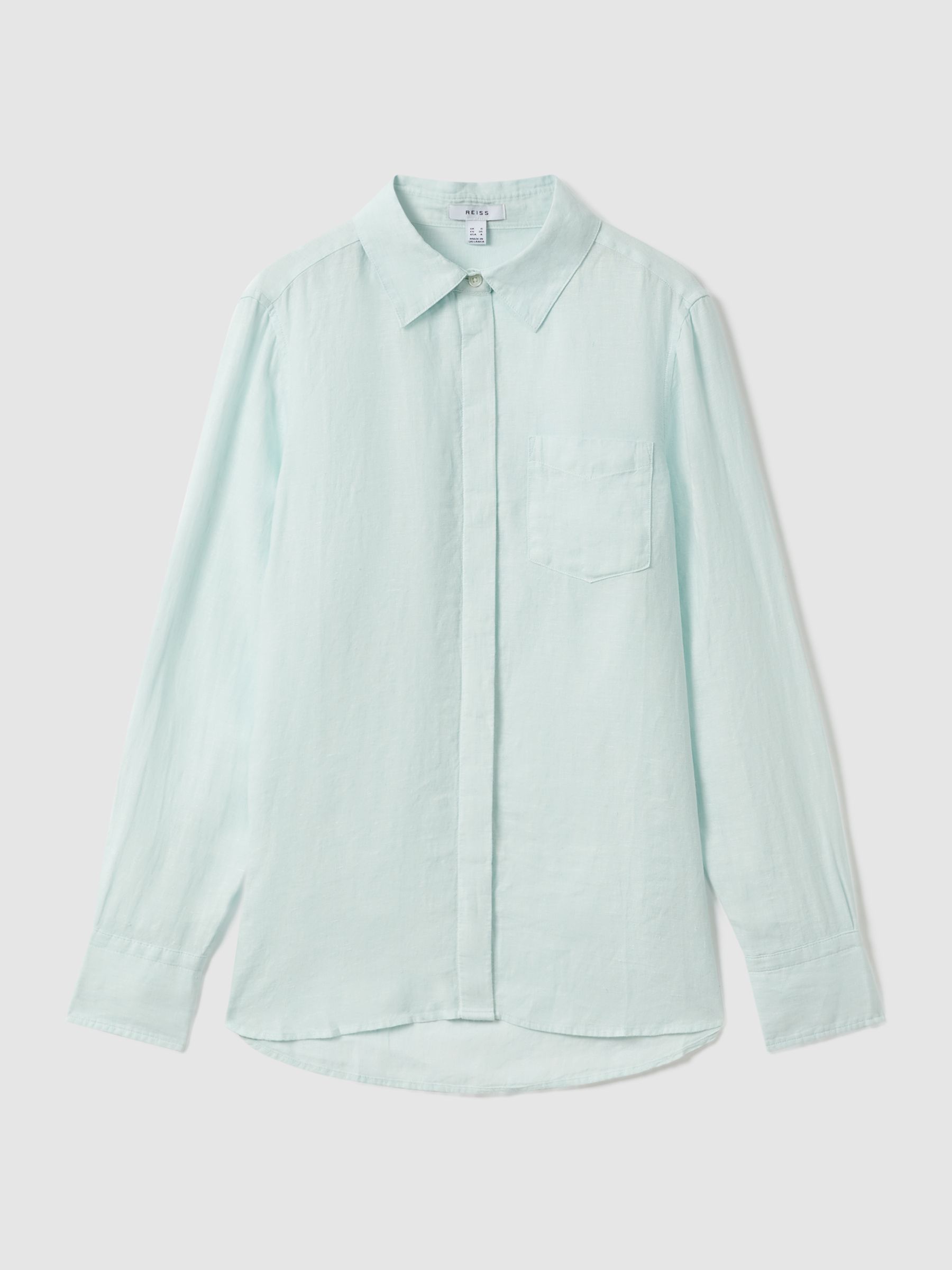 Belle Aqua 100% Linen Button-Through Shirt - Image 2 of 6