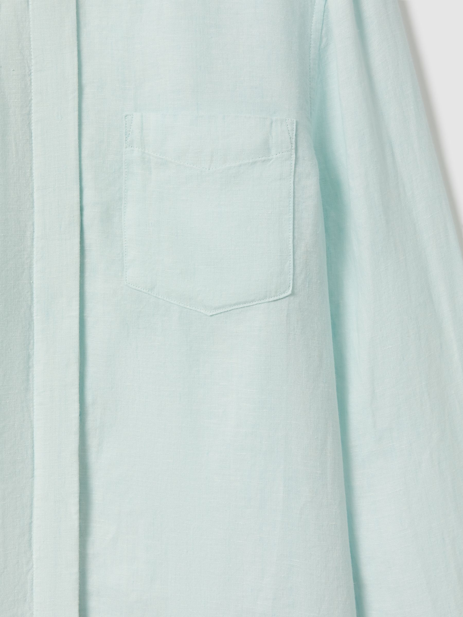 Belle Aqua 100% Linen Button-Through Shirt - Image 6 of 6