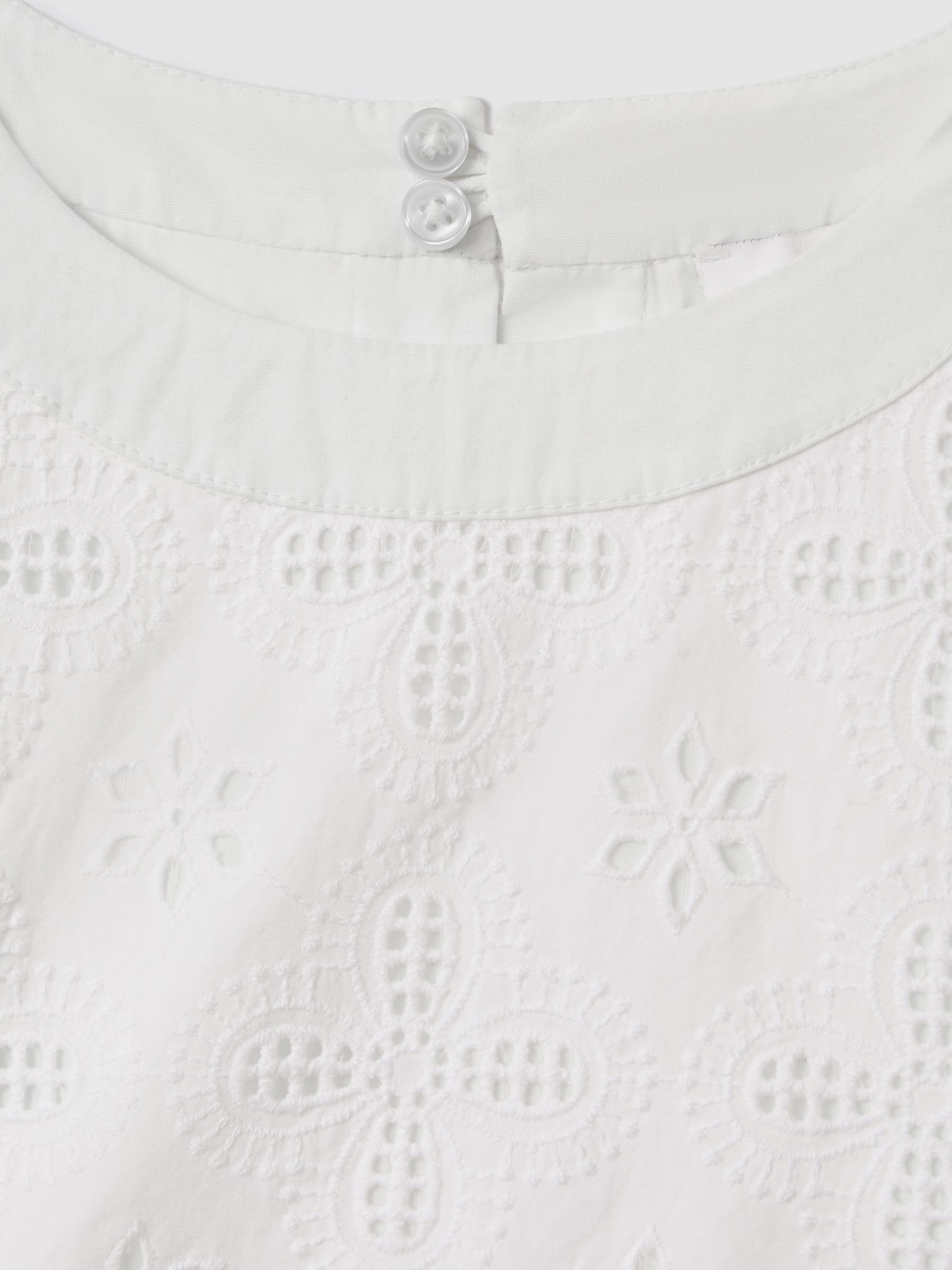 4-9 yrs Cotton Broderie Lace Bow Back Top in Ivory - Image 4 of 6