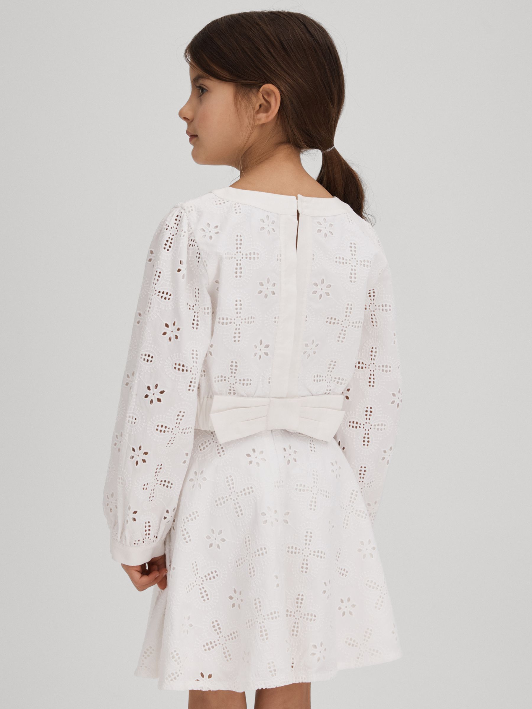 4-9 yrs Cotton Broderie Lace Bow Back Top in Ivory - Image 5 of 6