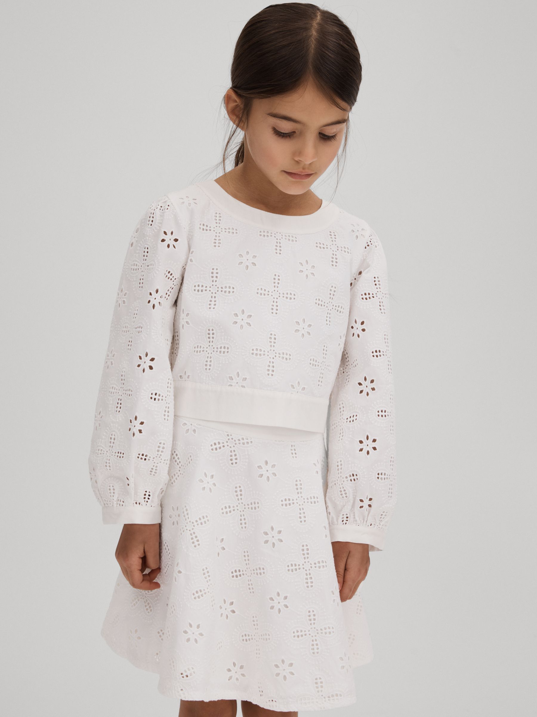 4-9 yrs Cotton Broderie Lace Bow Back Top in Ivory - Image 6 of 6