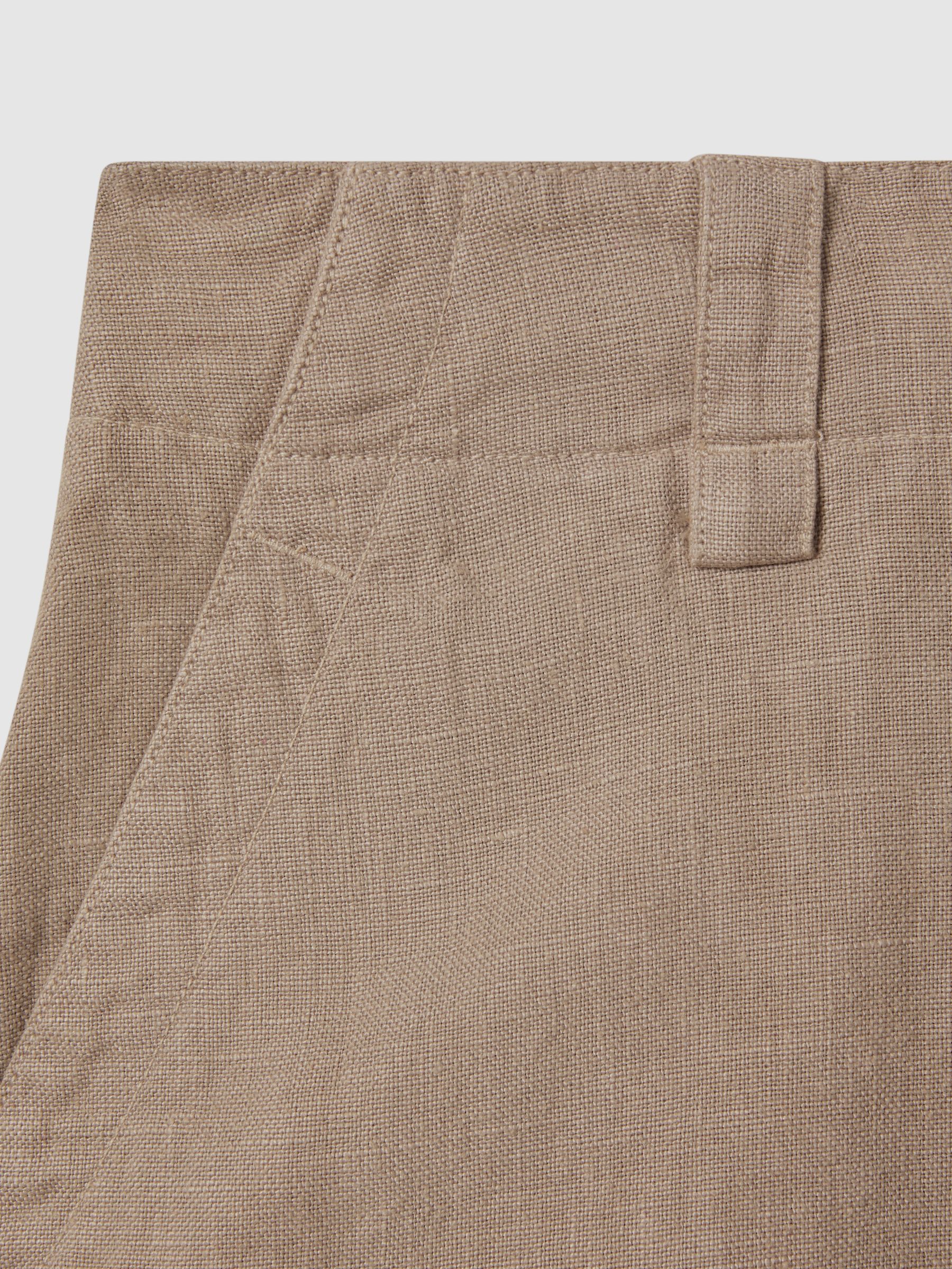 Petite Linen Wide Leg Garment Dyed Trousers in Mink Neutral - Image 7 of 7