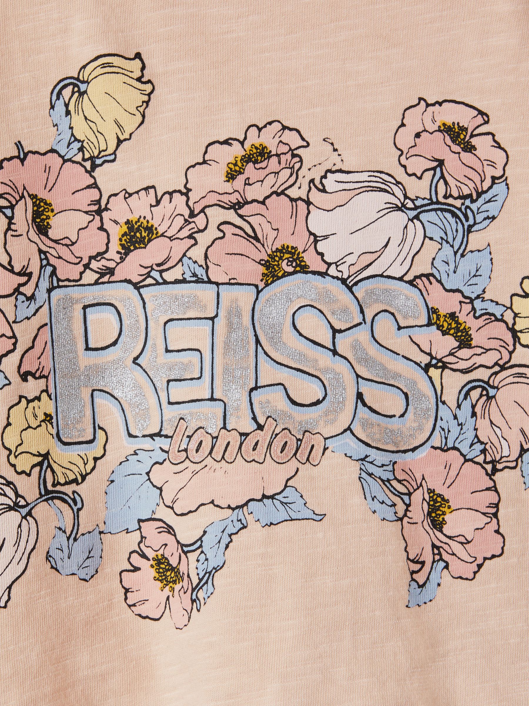 4-9 yrs Ruffle Sleeve Cropped Motif T-Shirt in Pink - Image 6 of 6