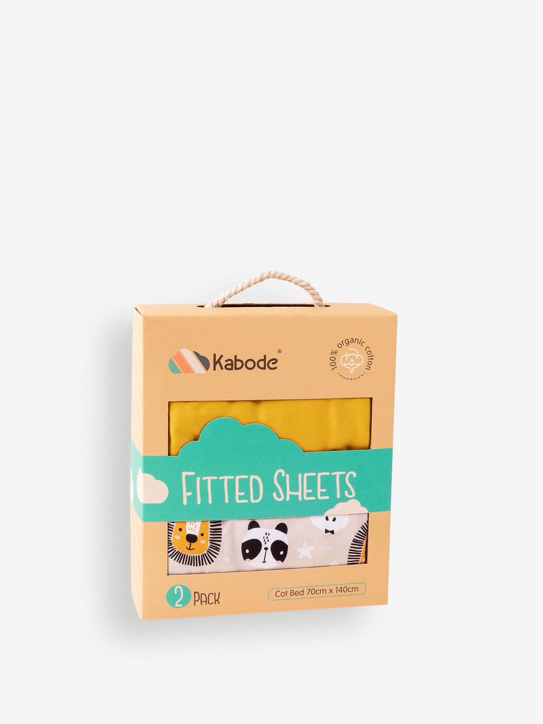 Yellow 2-Pack Kabode Wildlife Cot Bed Fitted Sheet - Image 1 of 3