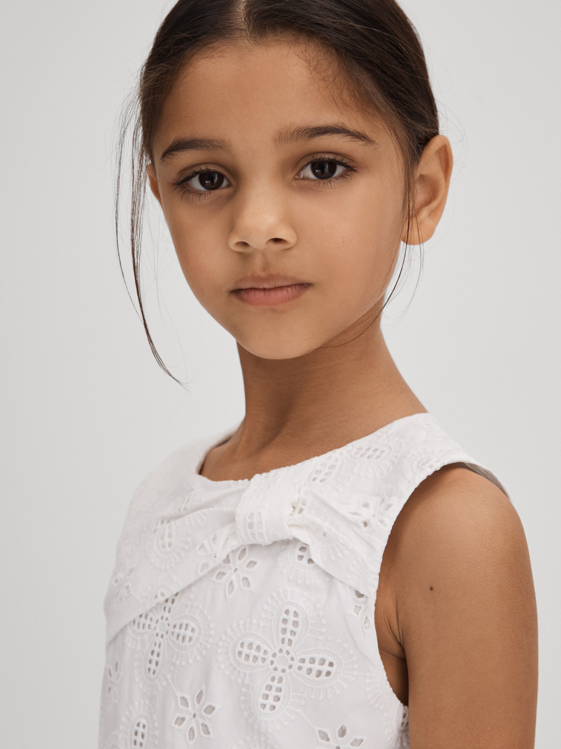 4-9 yrs Cotton Broderie Lace Dress in Ivory - Image 4 of 6