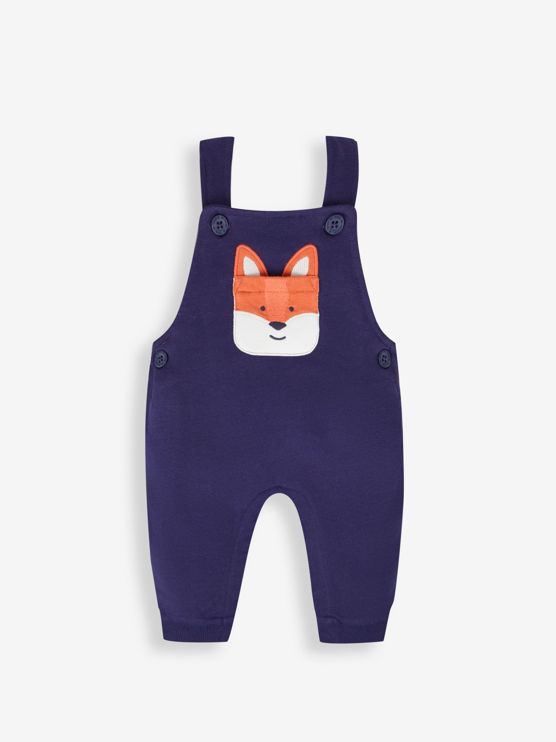Navy Blue Fox Boys' Sausage Dog Appliqué Pocket Dungarees & Top Set - Image 2 of 6