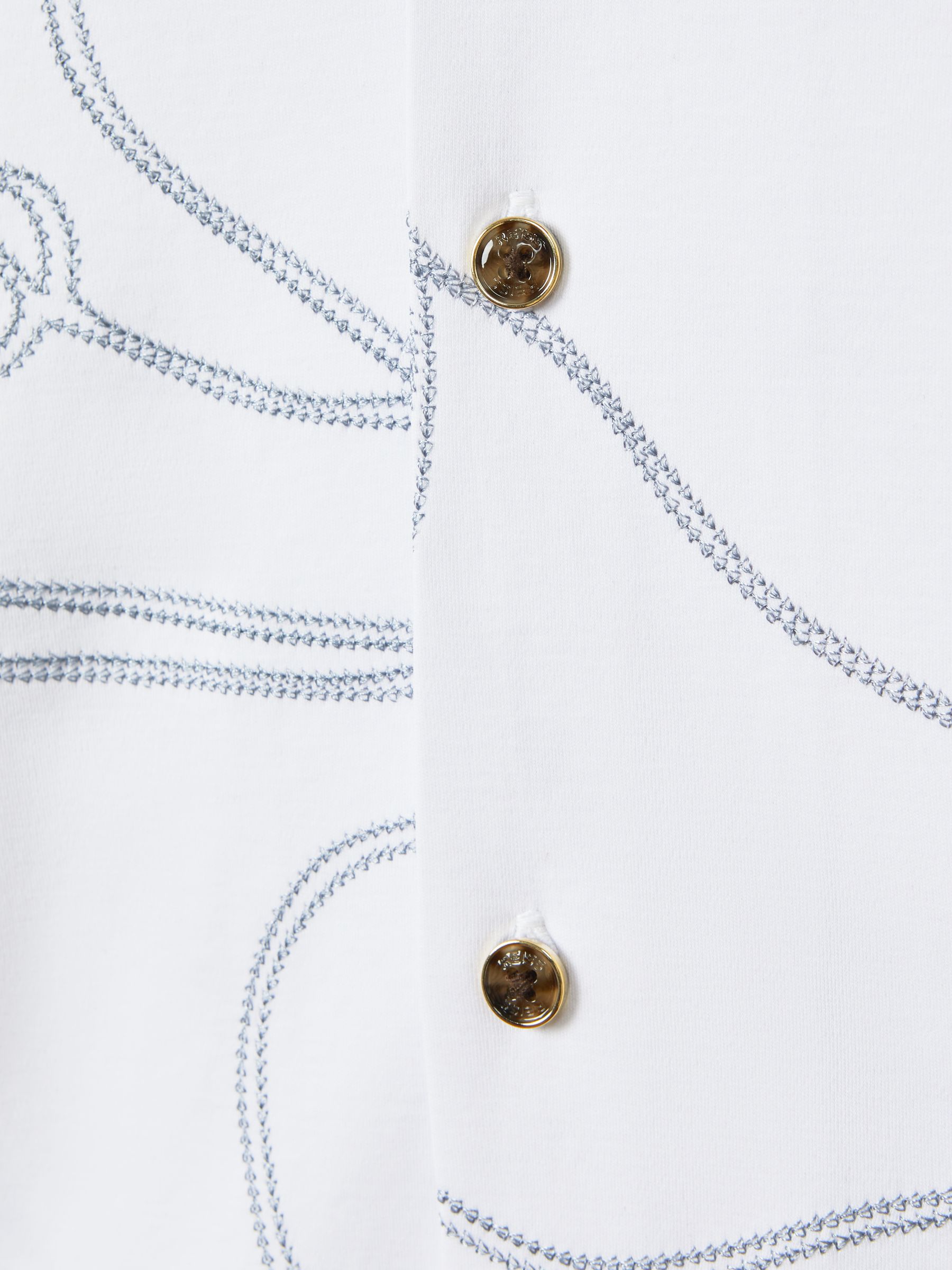 Cotton Jersey Embroidered Shirt in White/Airforce Blue - Image 6 of 6