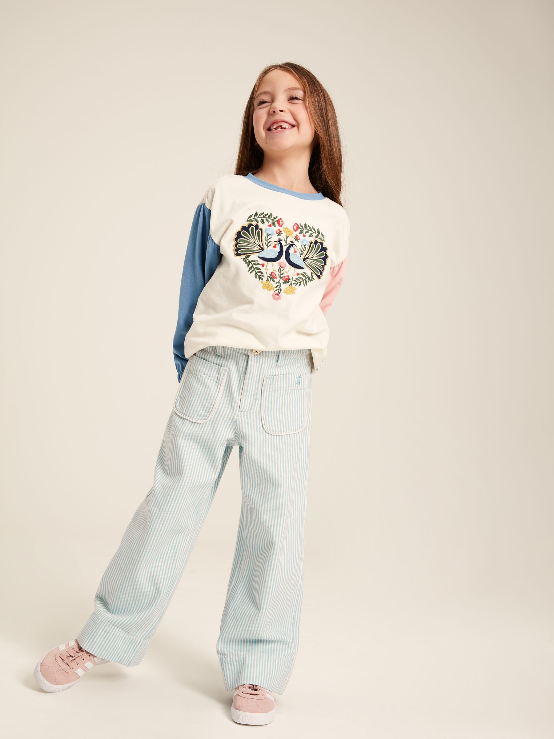 Georgia Blue Striped Wide Leg Trousers - Image 6 of 9