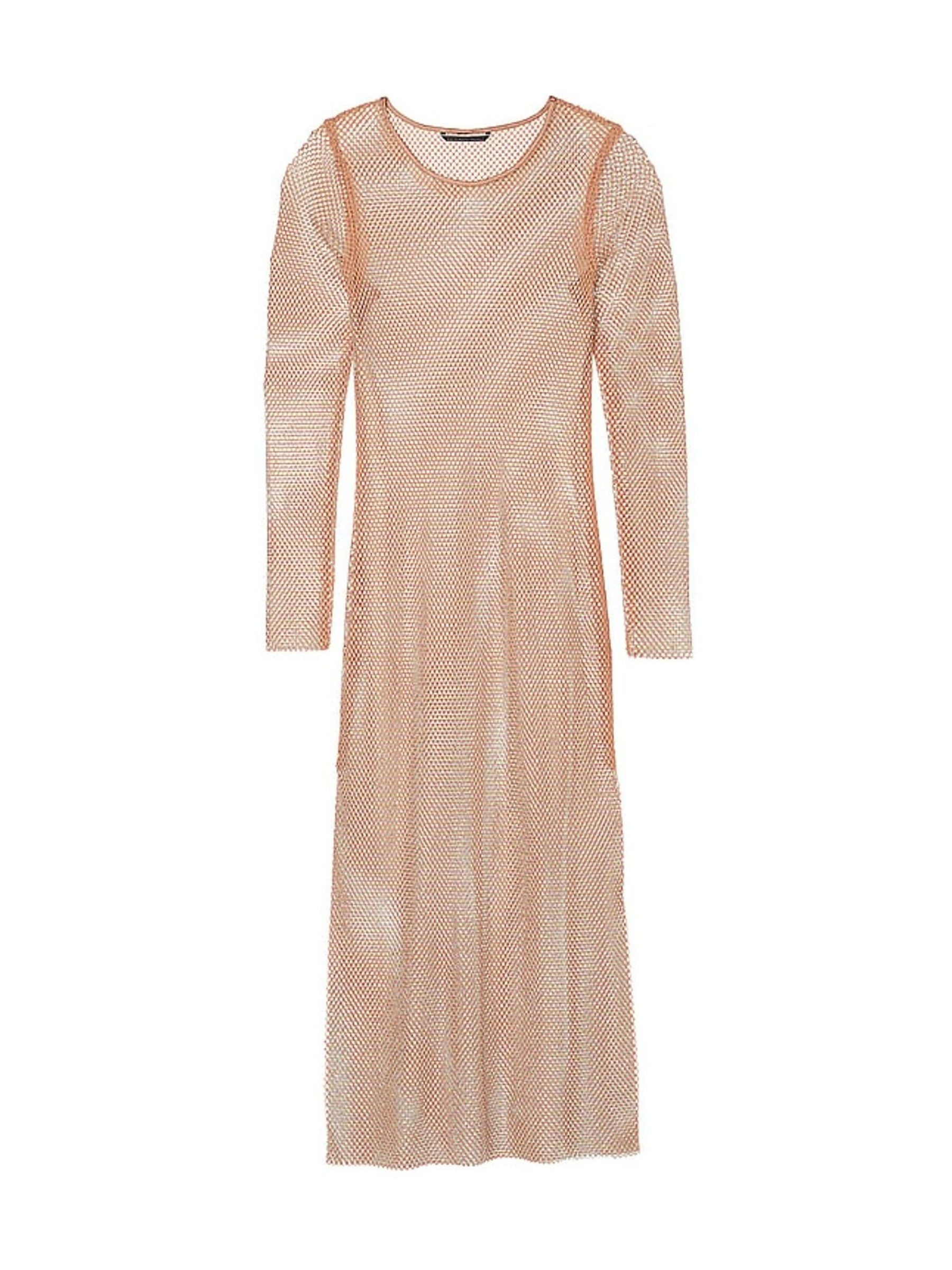 Praline Nude Shine Mesh Long Slip Dress - Image 3 of 4