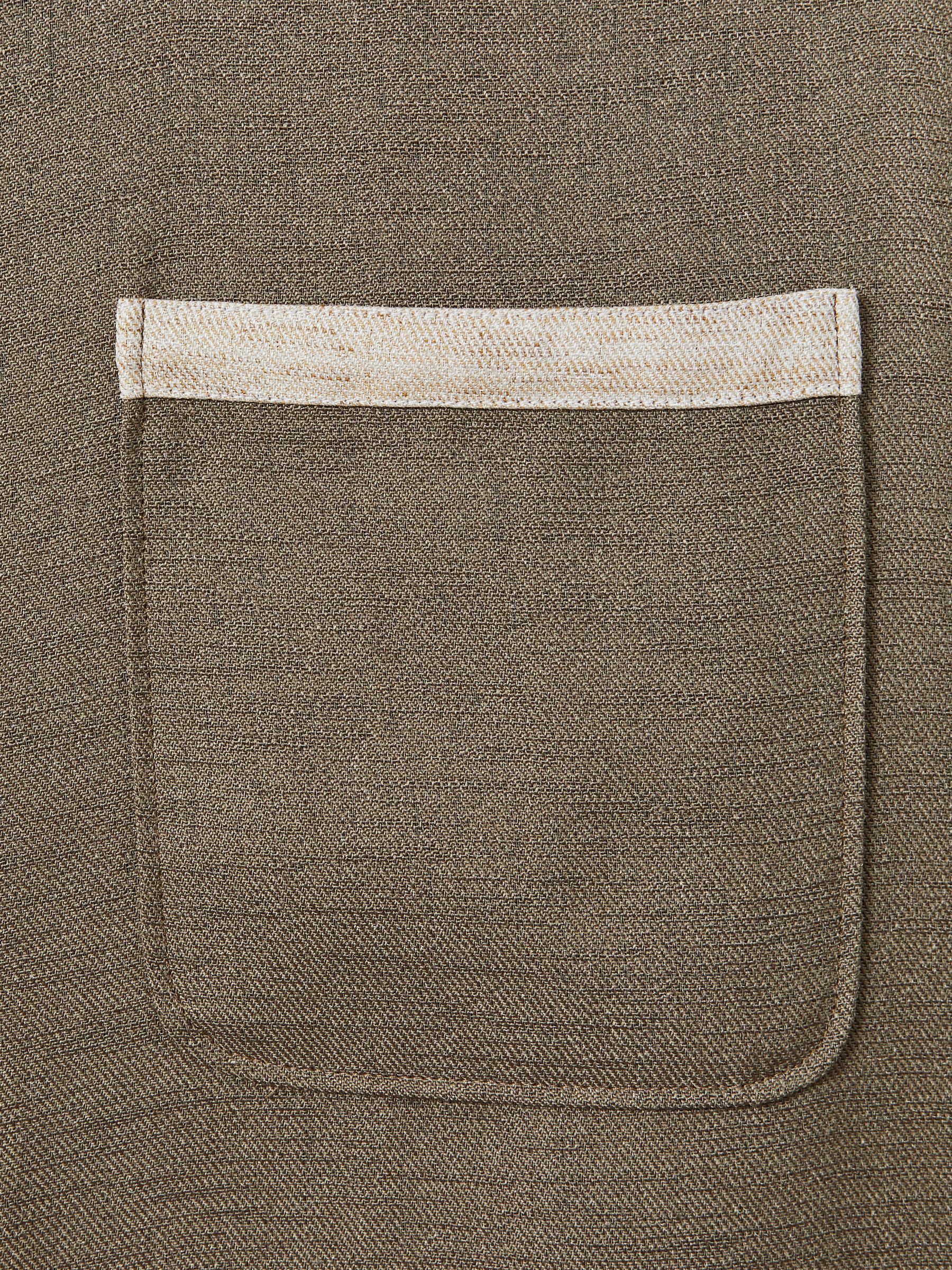 Contrast Trim Cuban Collar Shirt in Sage/White - Image 6 of 6