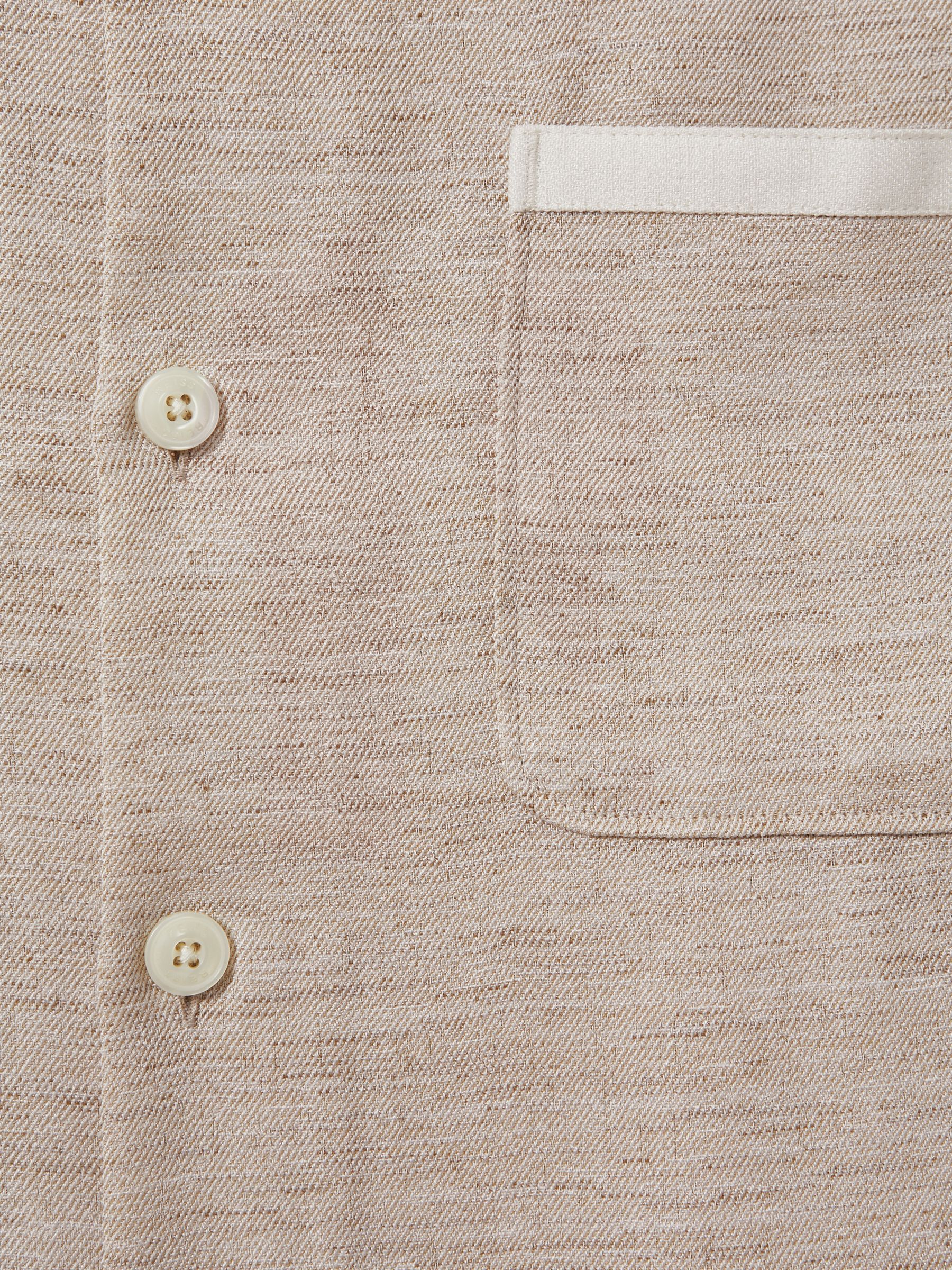 Contrast Trim Cuban Collar Shirt in Oatmeal/White - Image 6 of 6