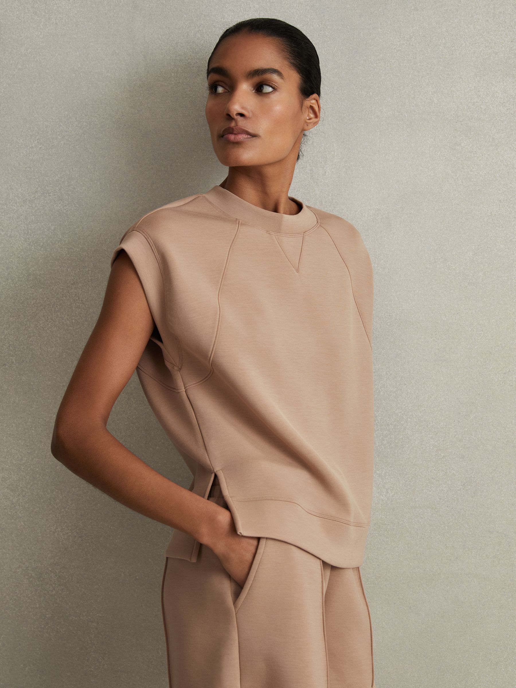 Modal Blend Co-Ord Sweat Top in Camel - Image 3 of 6