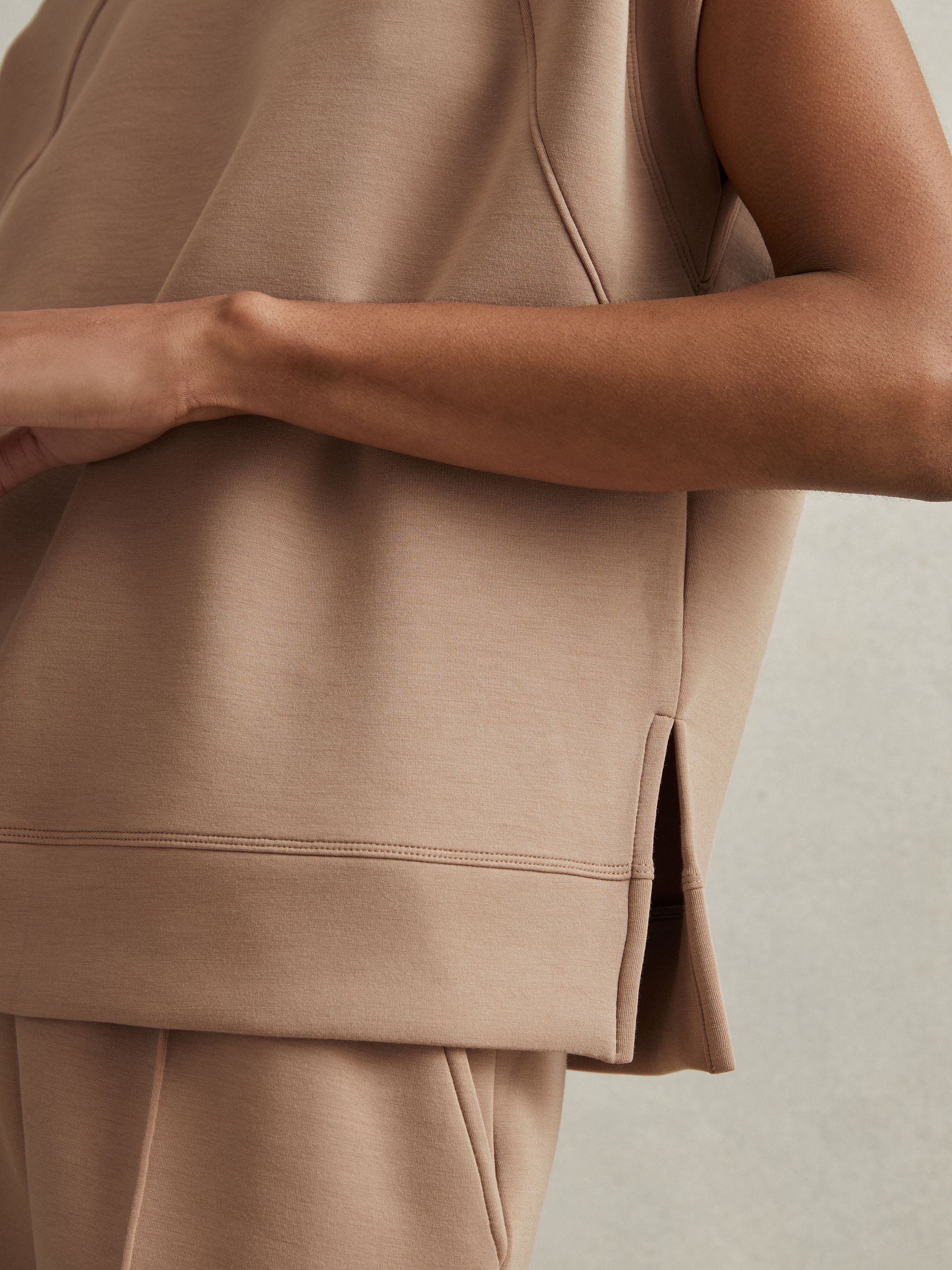 Modal Blend Co-Ord Sweat Top in Camel - Image 5 of 6