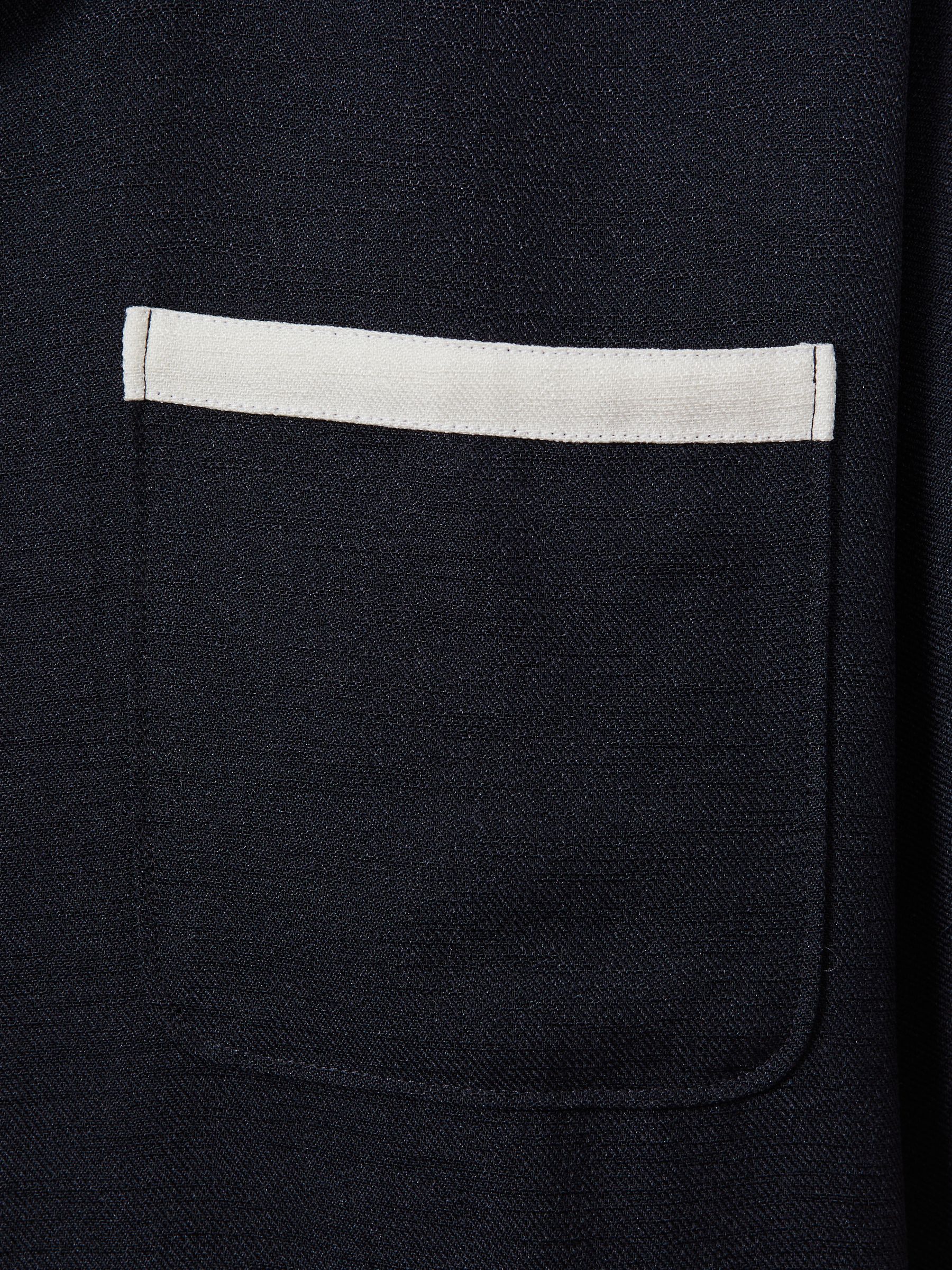 Contrast Trim Cuban Collar Shirt in Navy/Ecru - Image 6 of 6