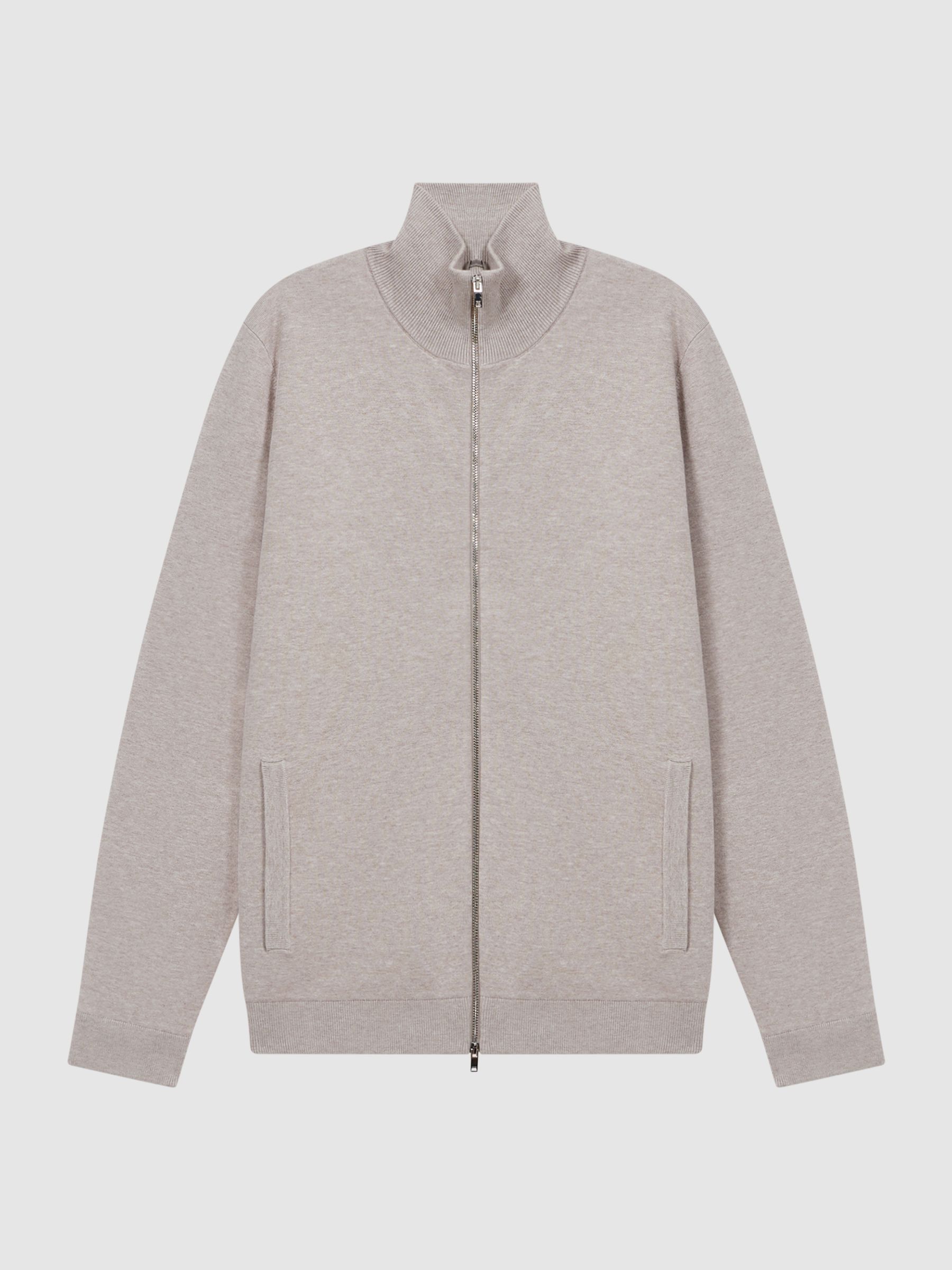 Dual-Zip Funnel Neck Jumper in Oatmeal Melange - Image 2 of 5