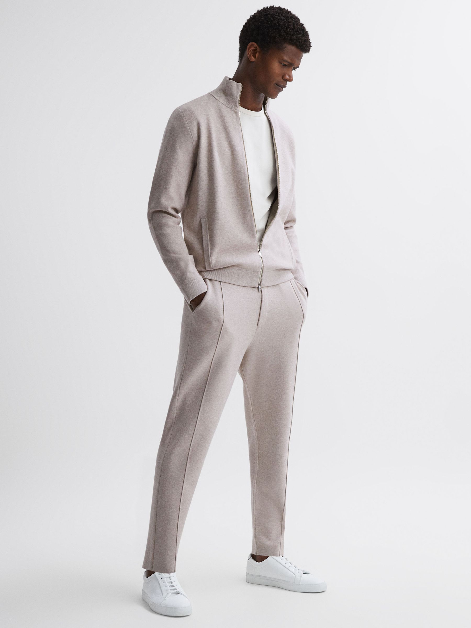 Dual-Zip Funnel Neck Jumper in Oatmeal Melange - Image 3 of 5