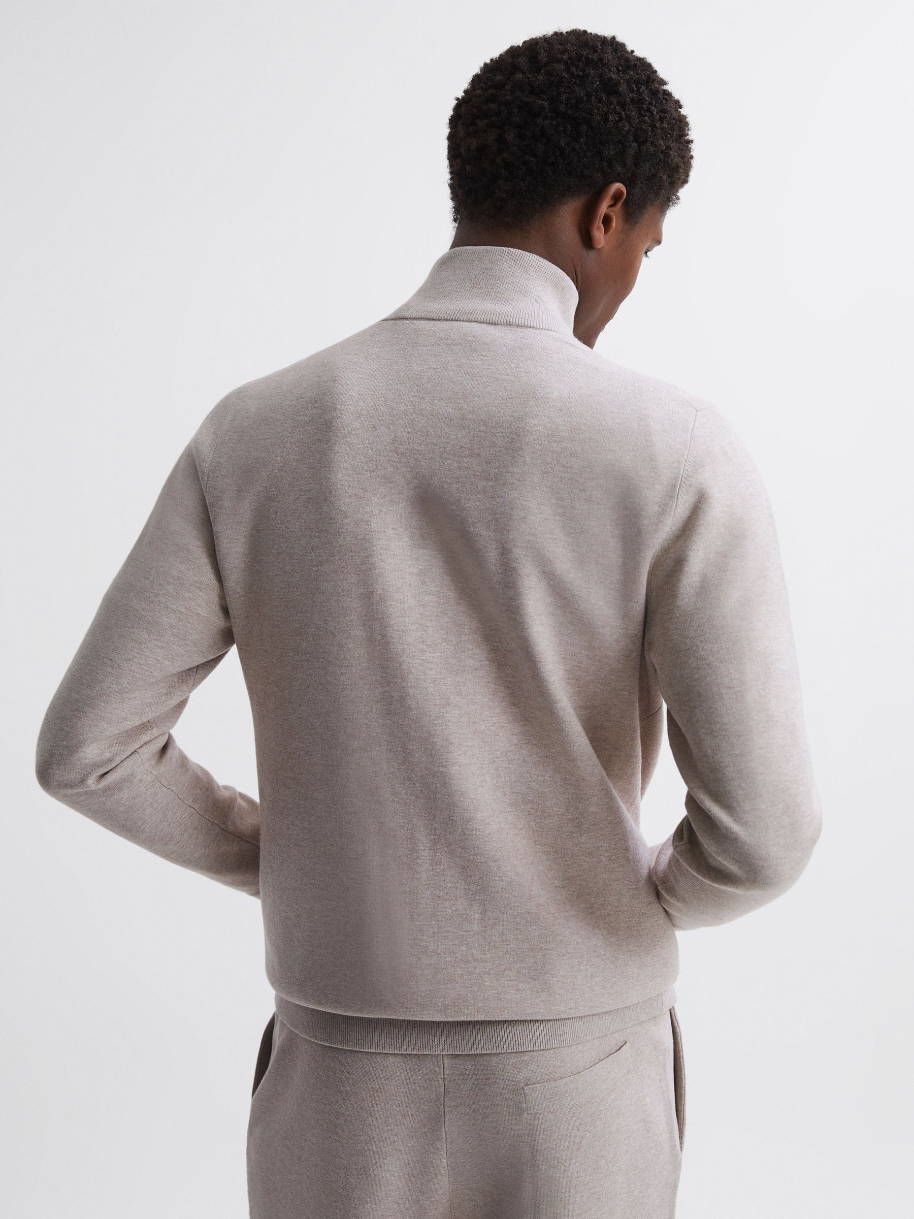 Dual-Zip Funnel Neck Jumper in Oatmeal Melange - Image 5 of 5