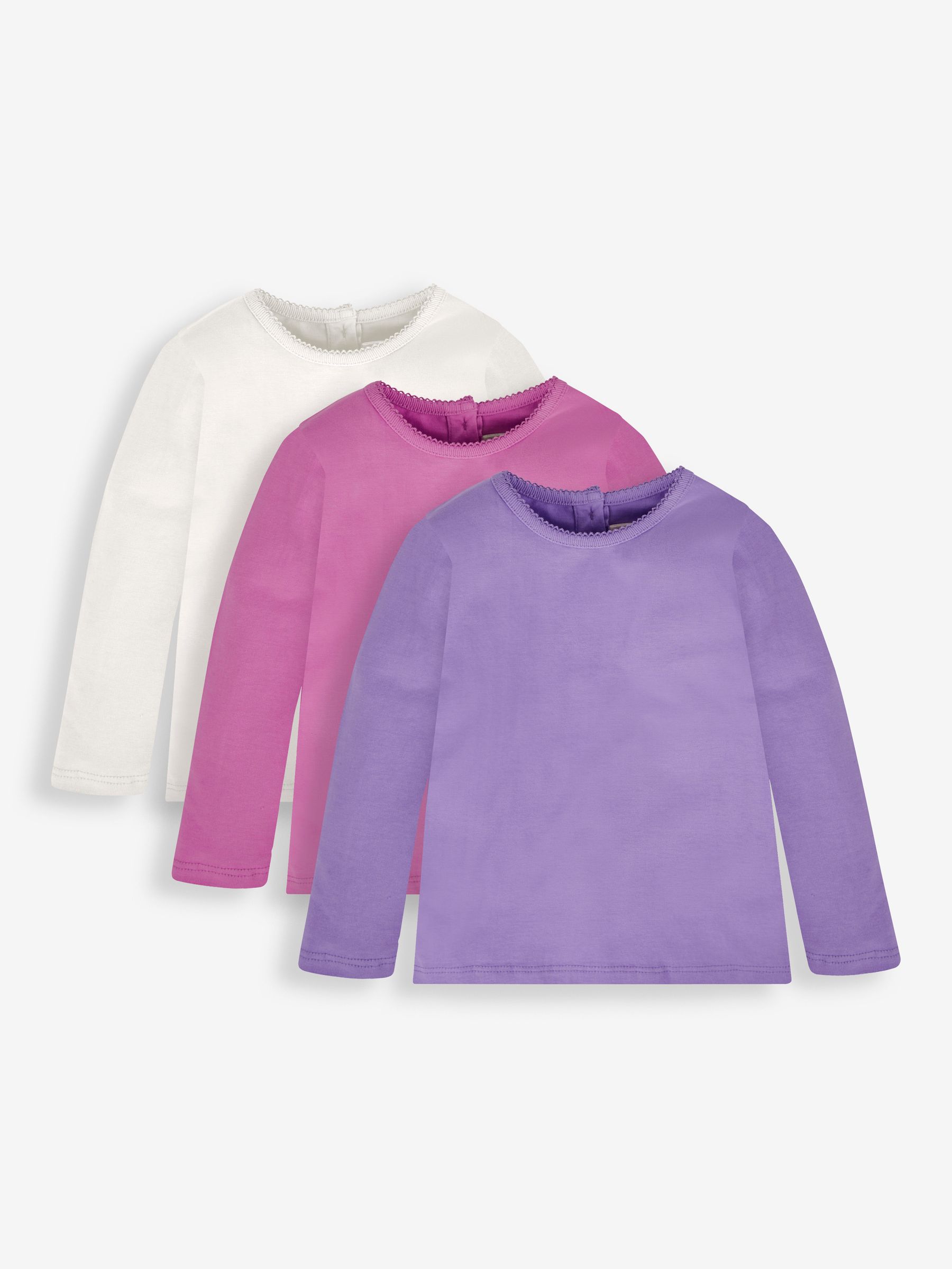 Fuchsia Pink 3-Pack Pretty Round Neck Tops - Image 1 of 9