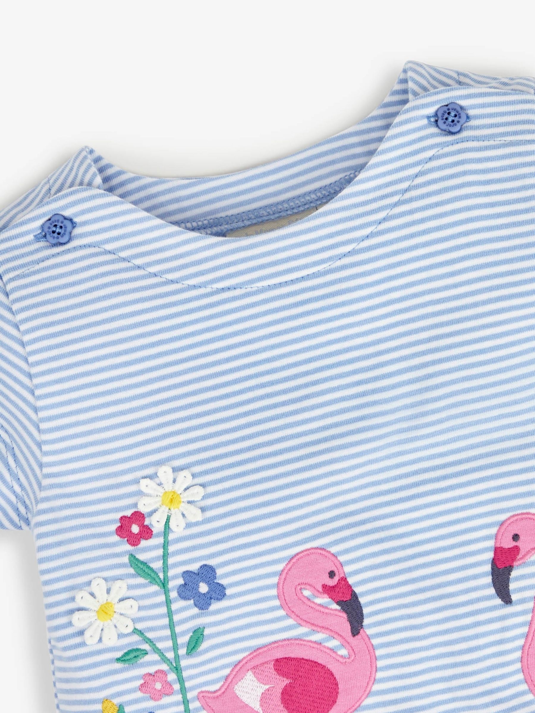 Blue Stripe Flamingo Appliqué T-Shirt - Image 2 of 3