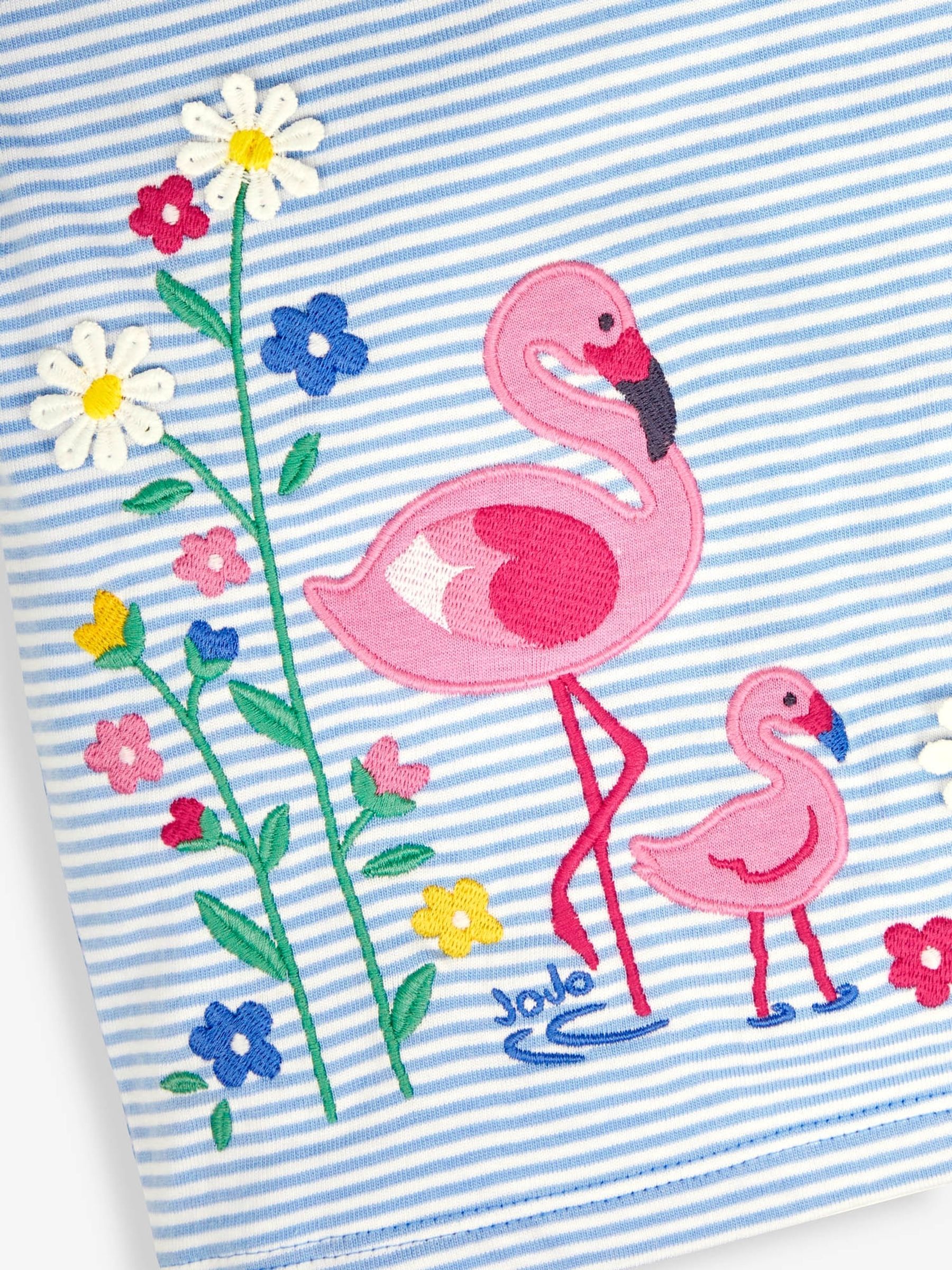 Blue Stripe Flamingo Appliqué T-Shirt - Image 3 of 3