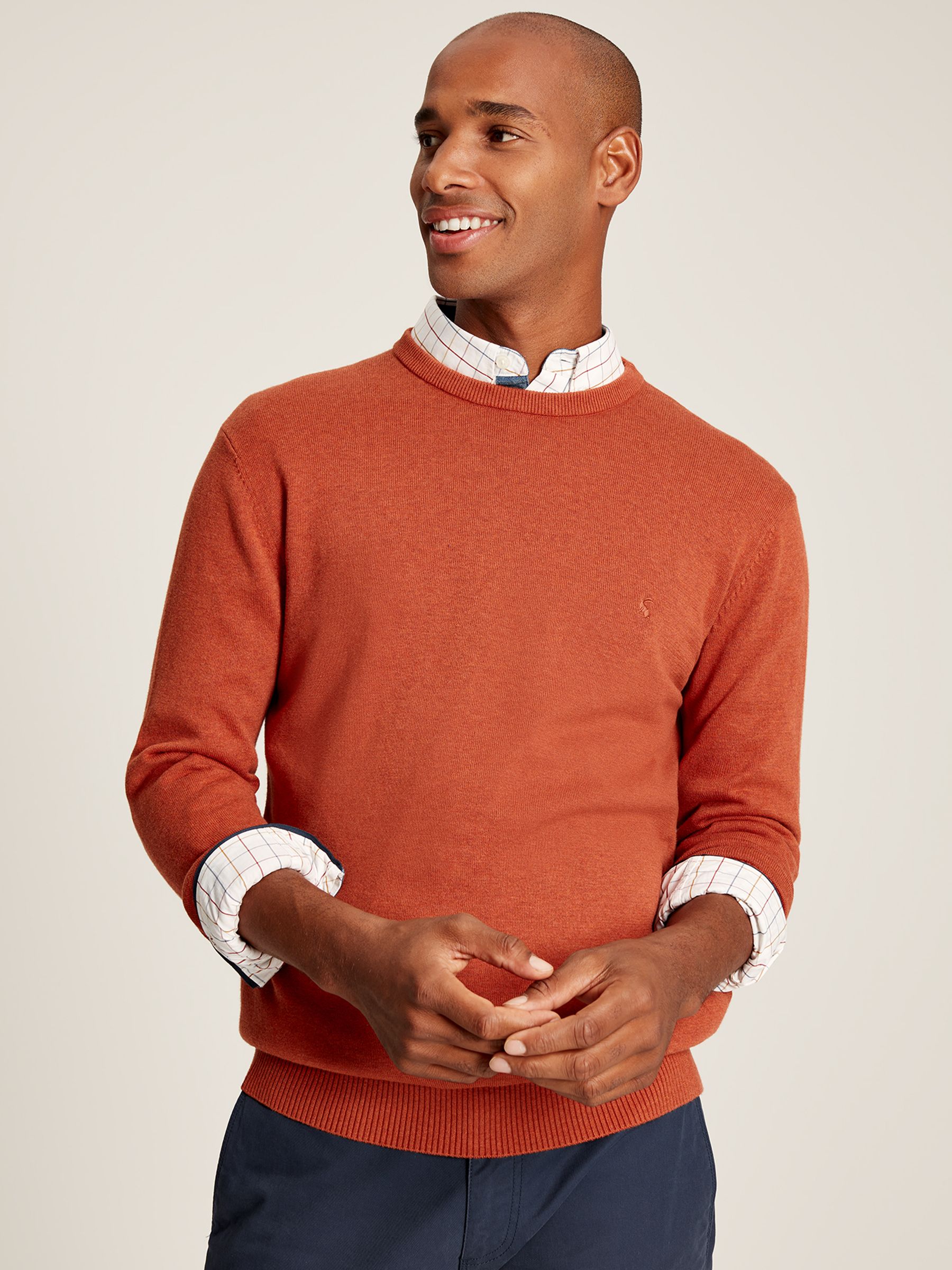 Jarvis Orange Cotton Crew Neck Jumper - Image 1 of 7