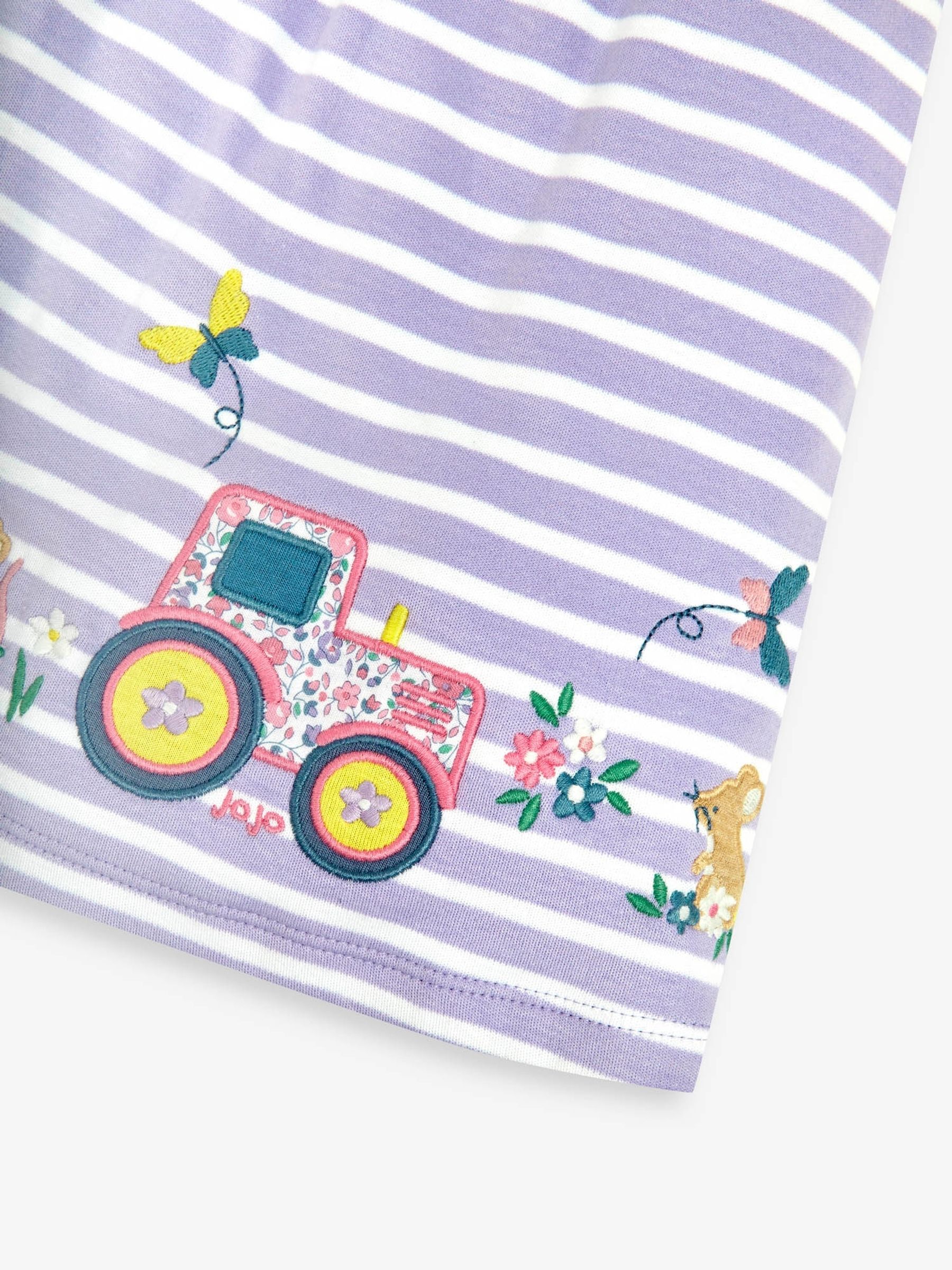 Lilac Stripe Tractor Appliqué Dress - Image 3 of 3