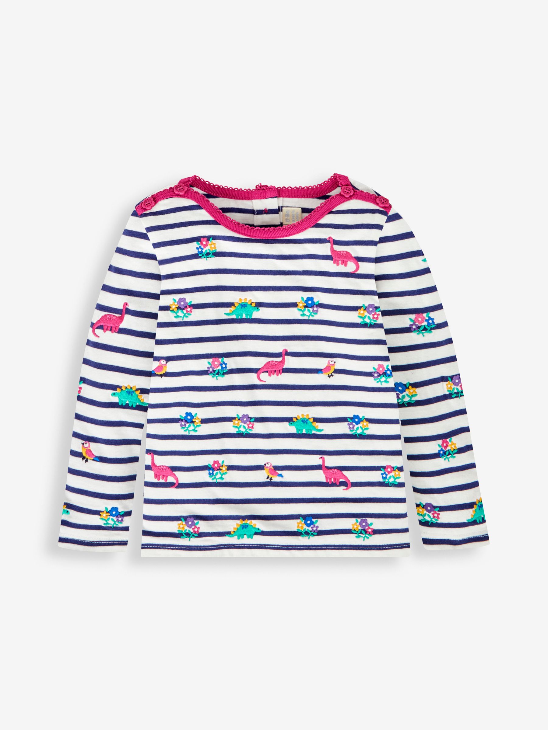 Cream Girls' Dino Embroidered Top - Image 1 of 2