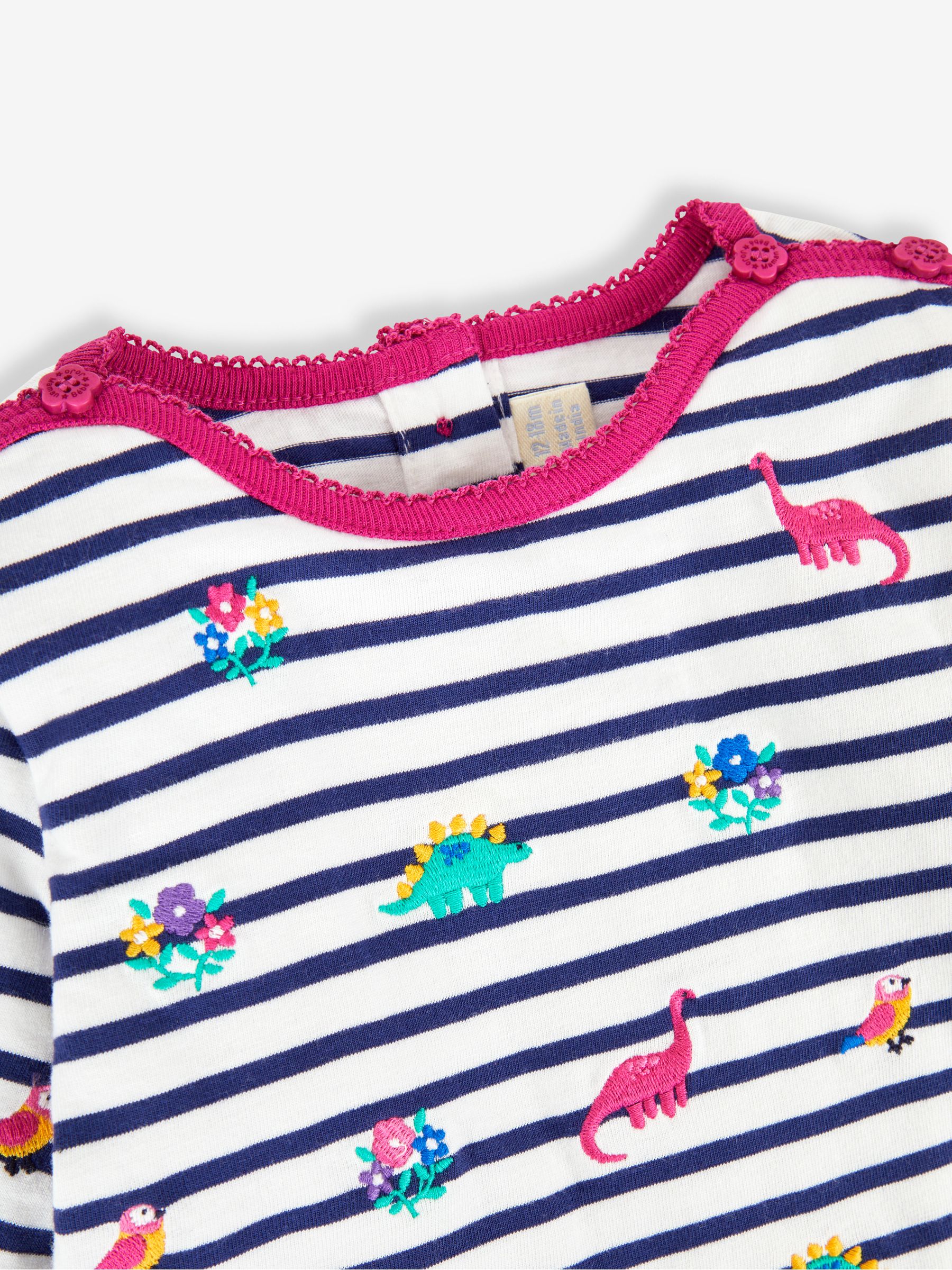 Cream Girls' Dino Embroidered Top - Image 2 of 2
