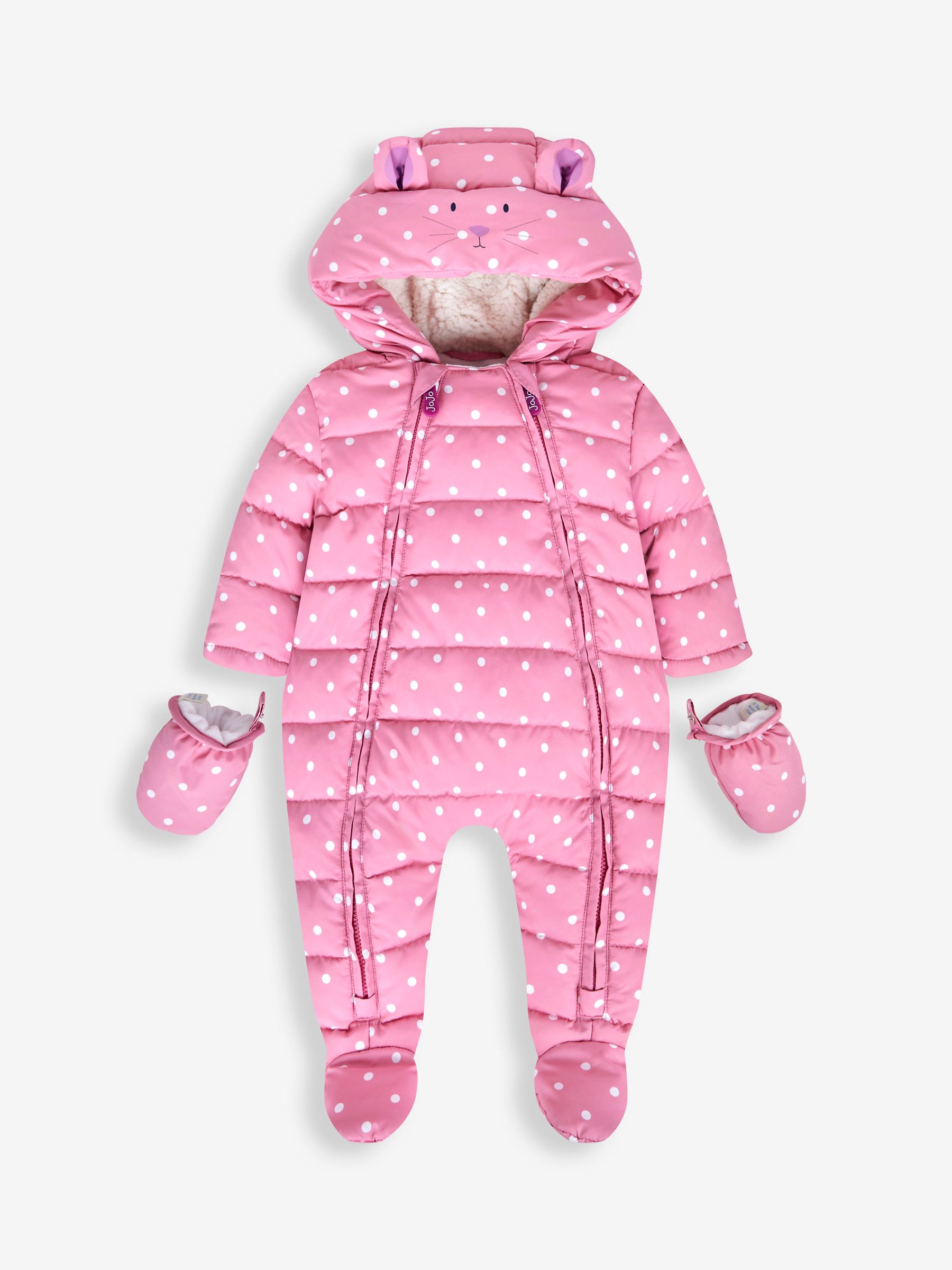 Pink Girls' Mouse Puffer Pramsuit - Image 1 of 3