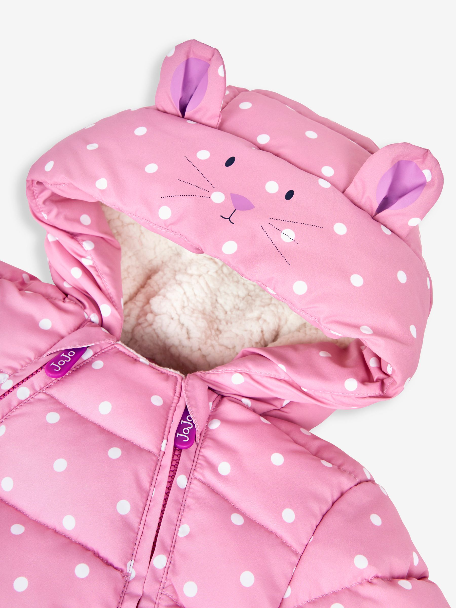 Pink Girls' Mouse Puffer Pramsuit - Image 2 of 3