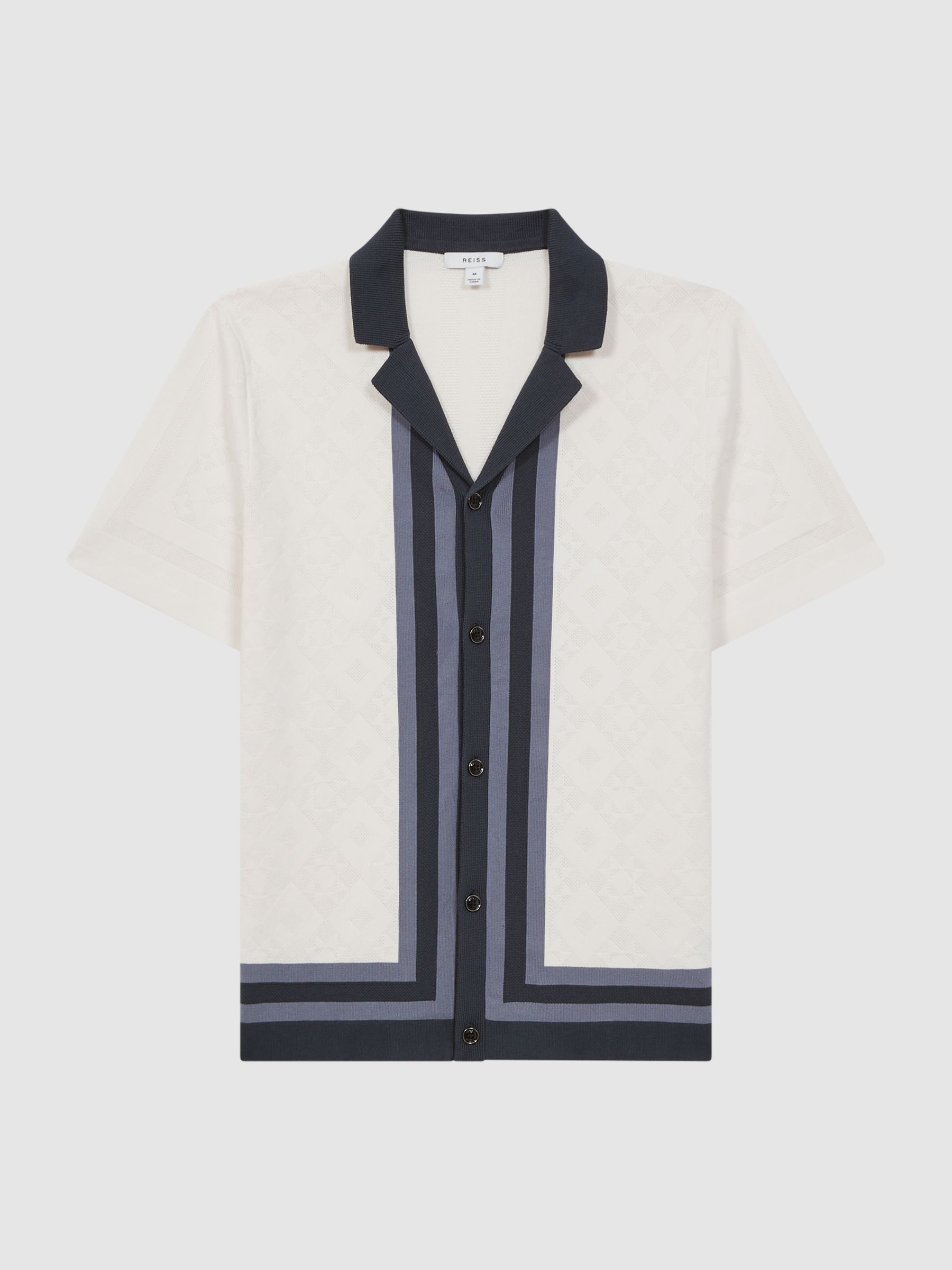 Cotton Knitted Cuban Collar Shirt in White - Image 2 of 4