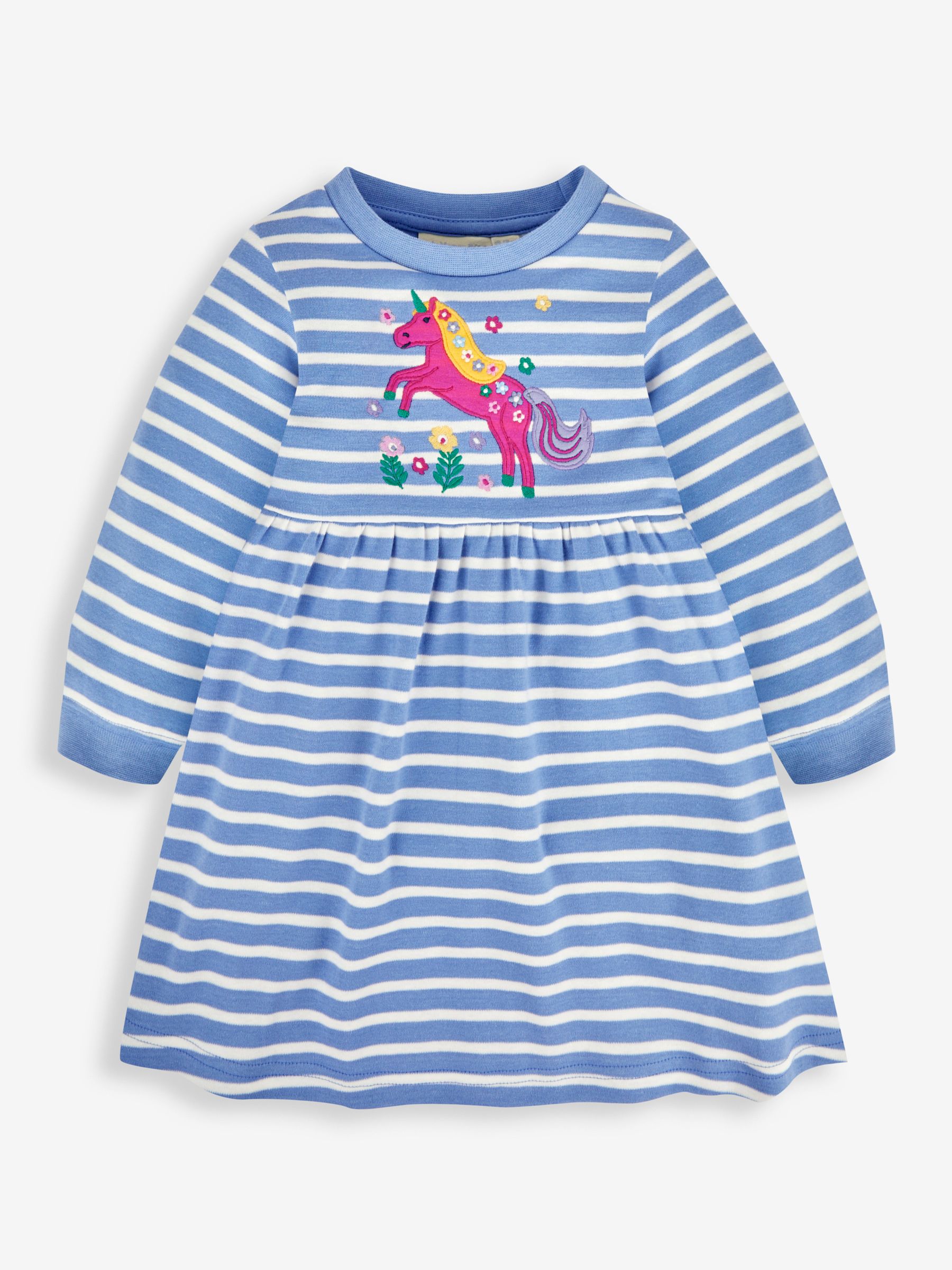 Blue Unicorn Appliqué Stripe Dress - Image 1 of 3