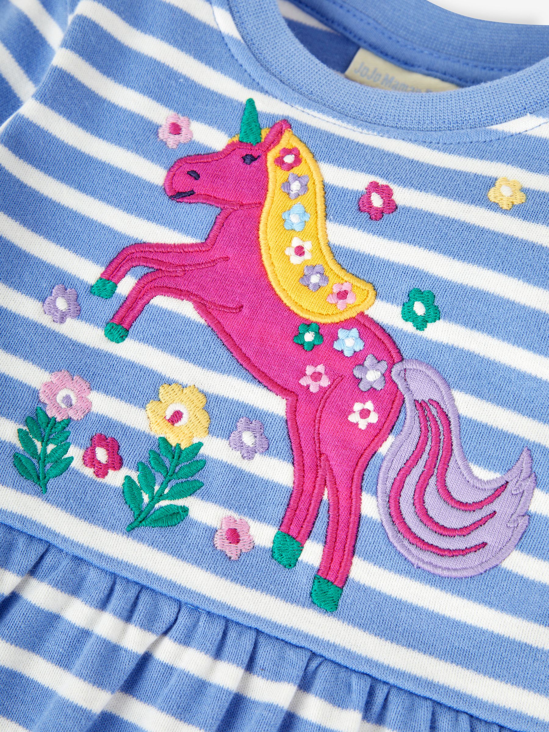 Blue Unicorn Appliqué Stripe Dress - Image 3 of 3