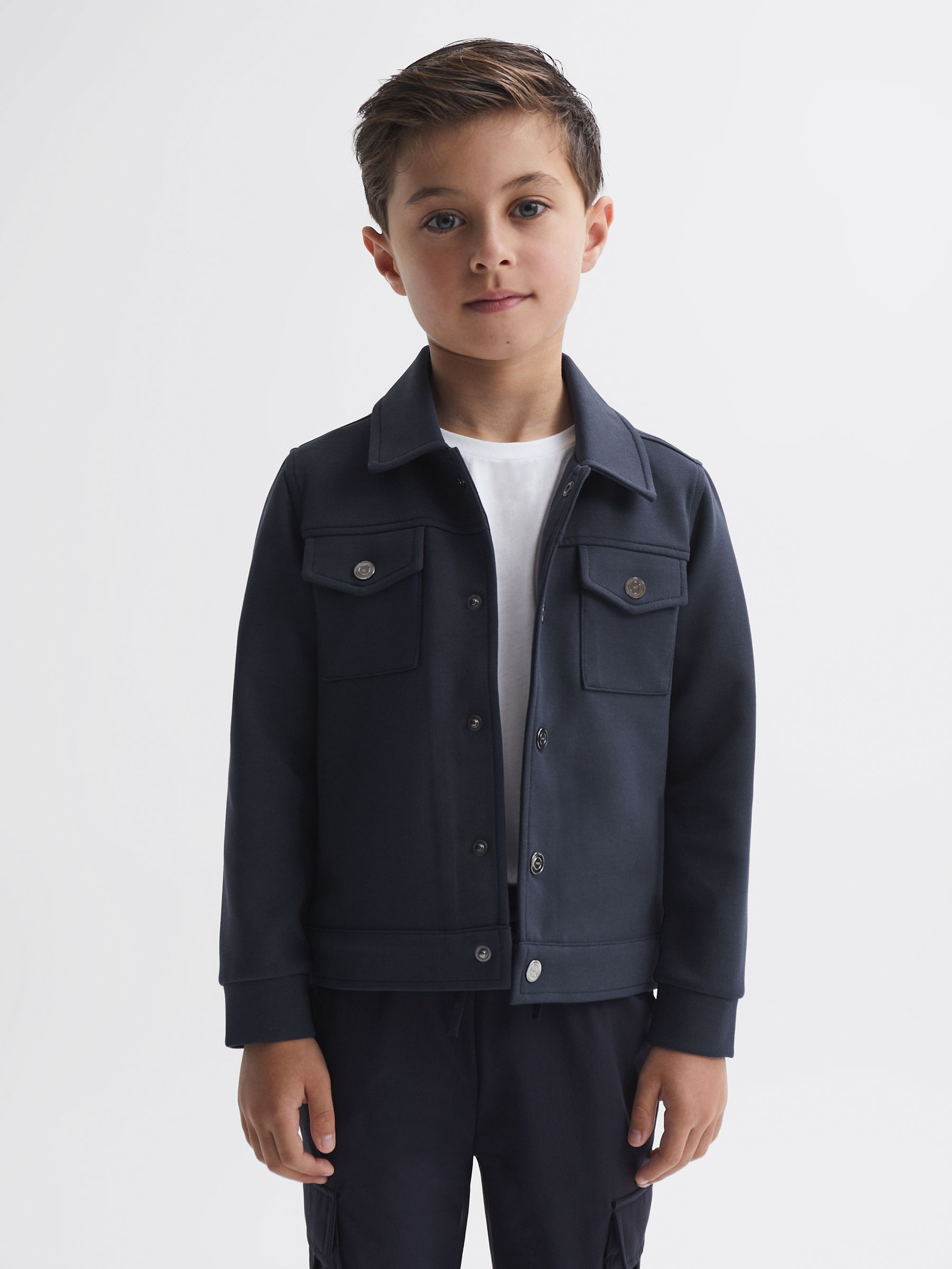 Junior Twin Pocket Overshirt in Eclipse Blue - Image 3 of 5