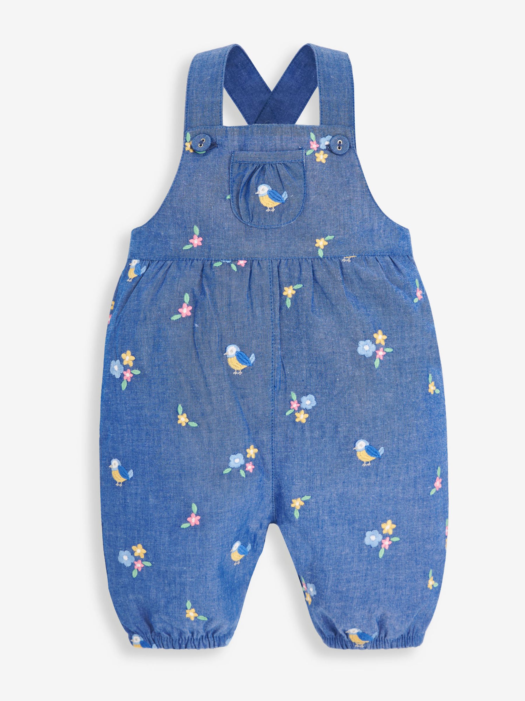 Chambray Bird Embroidered Baby Dungarees - Image 1 of 2