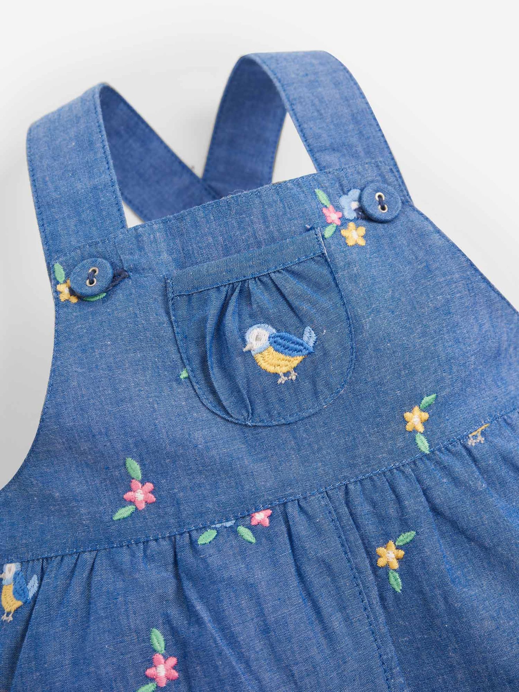 Chambray Bird Embroidered Baby Dungarees - Image 2 of 2