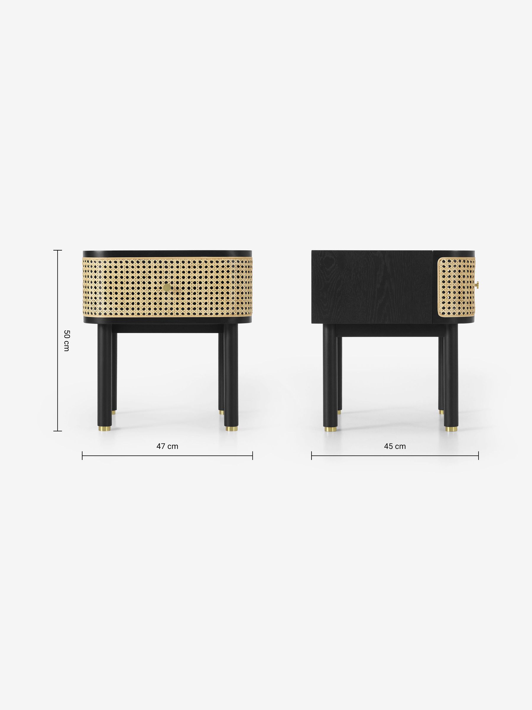 Ankhara Bedside in Black Stain Oak and Rattan - Image 3 of 3