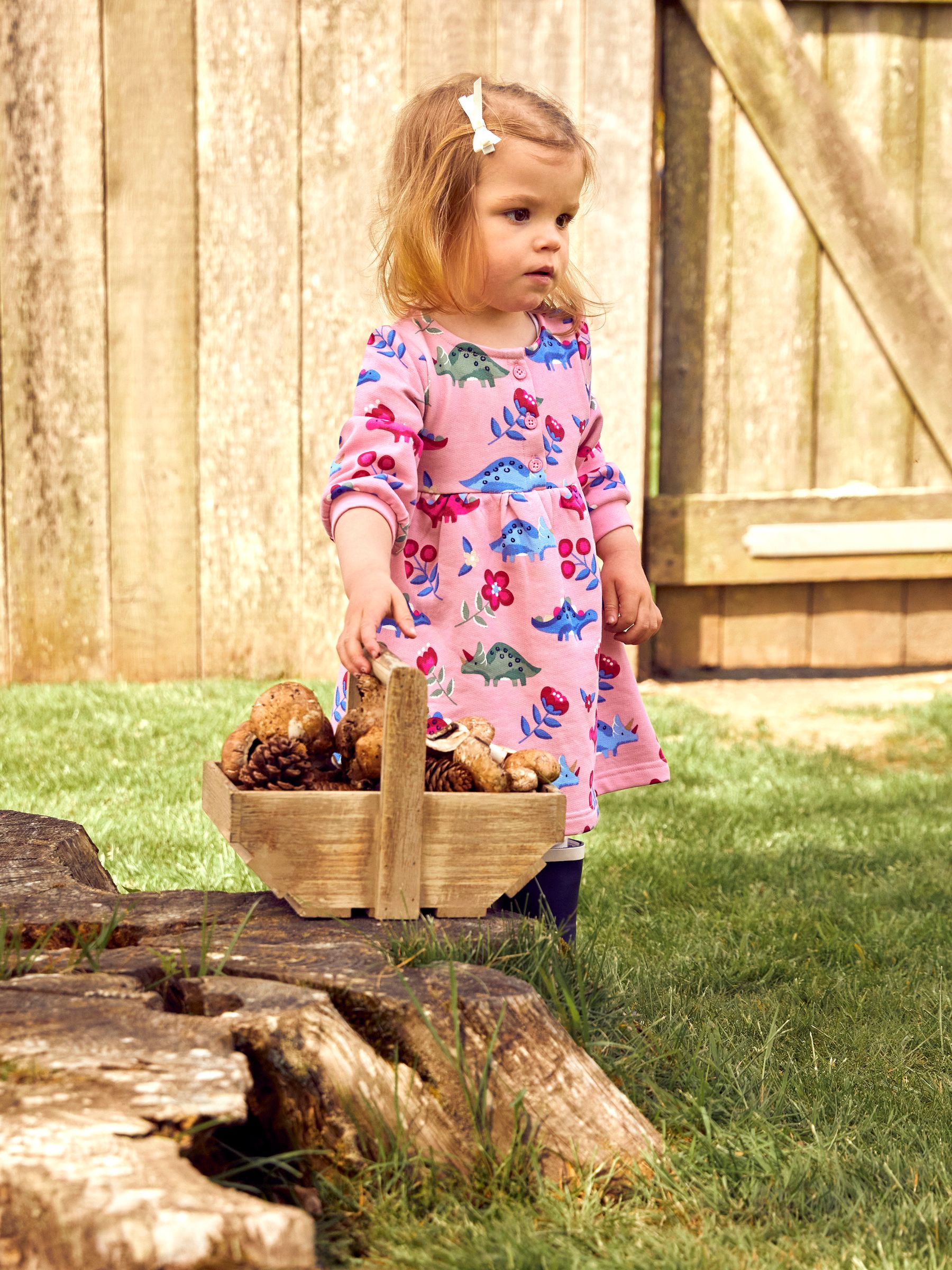 Pink Girls' Dino Button Front Sweat Dress - Image 2 of 6