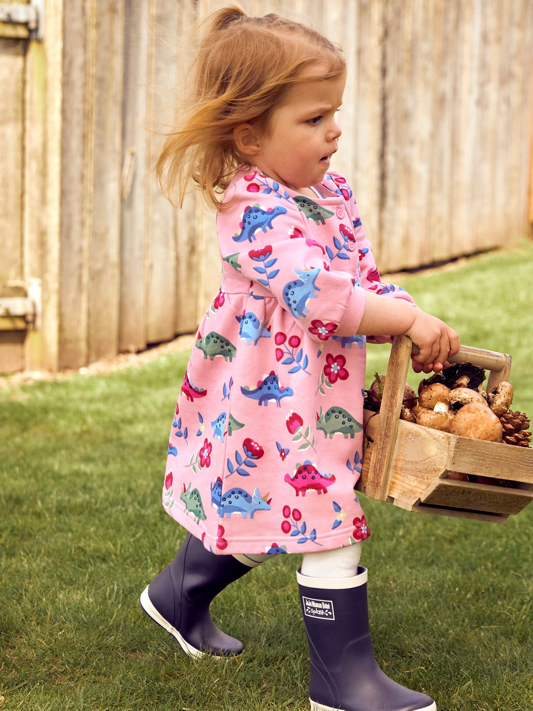 Pink Girls' Dino Button Front Sweat Dress - Image 4 of 6