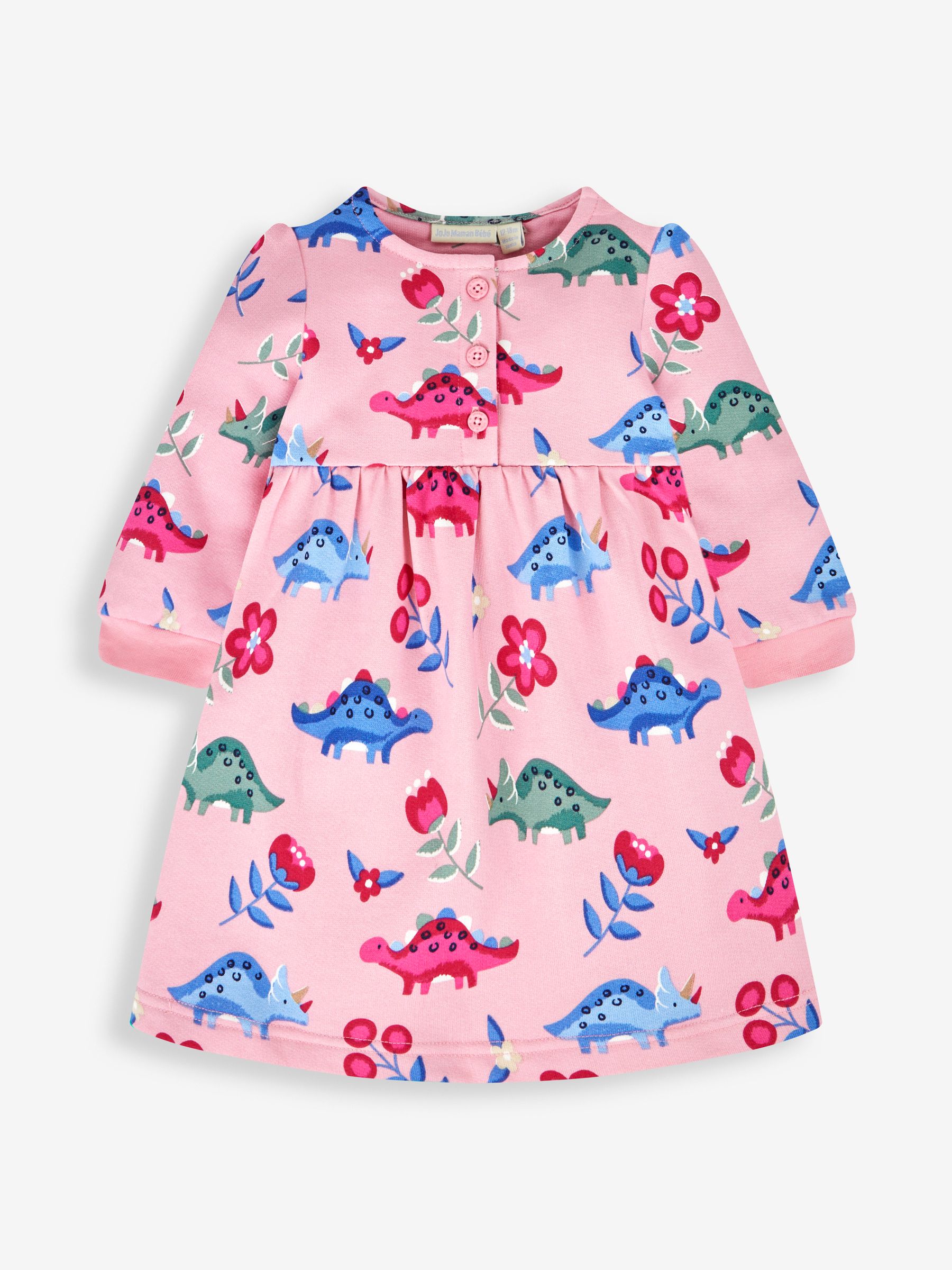 Pink Girls' Dino Button Front Sweat Dress - Image 5 of 6