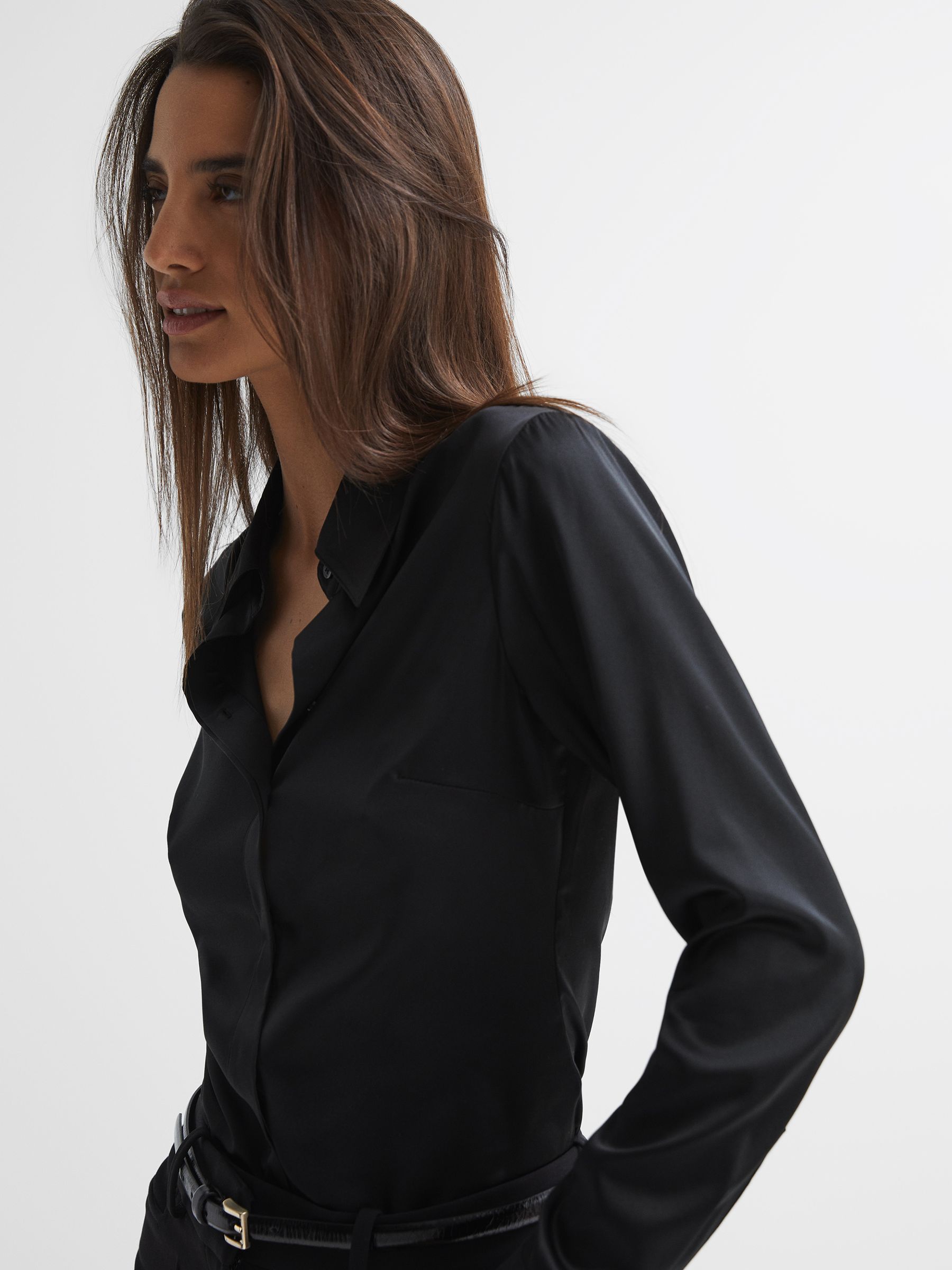 Silk Shirt in Black - Image 1 of 5