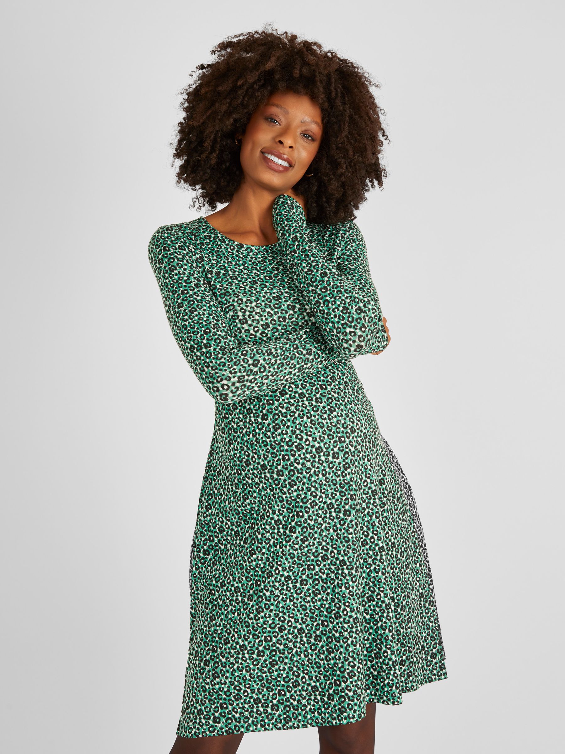 Green Animal Print Maternity & Nursing Dress - Image 2 of 4